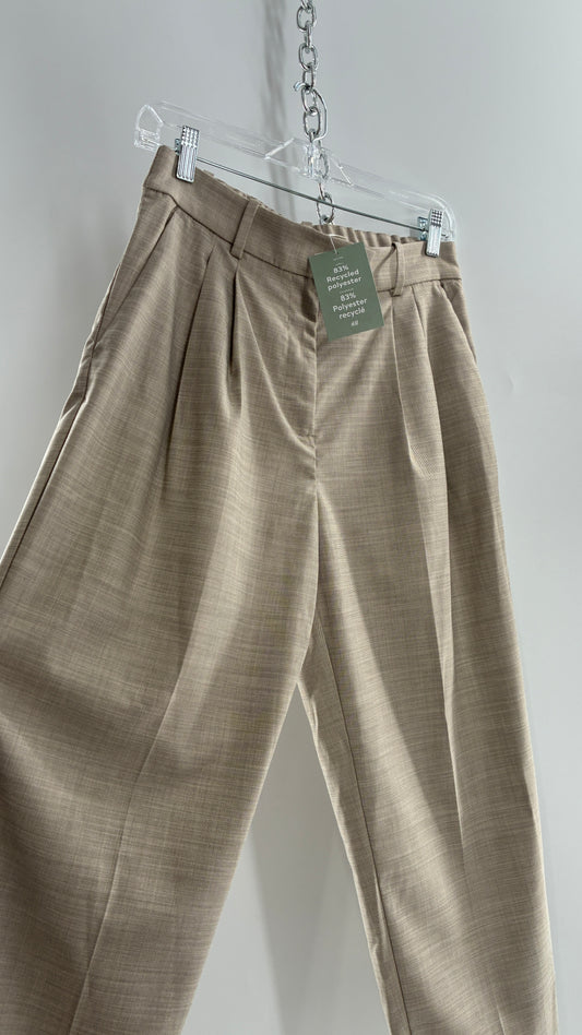 H&M 83% Recycled Polyester Beige Woven Trouser with Tags Attached (6)
