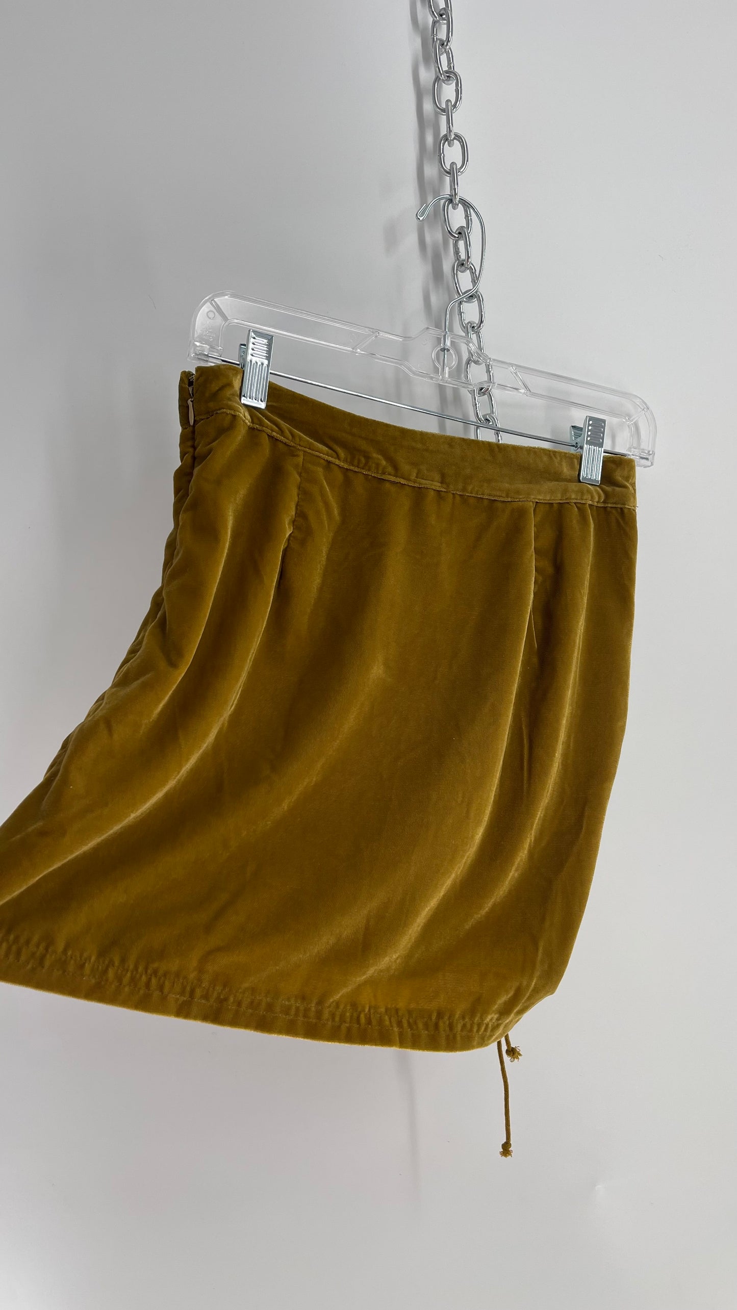 Free People Gold Velour Side Scrunch Mini Skirt (4)