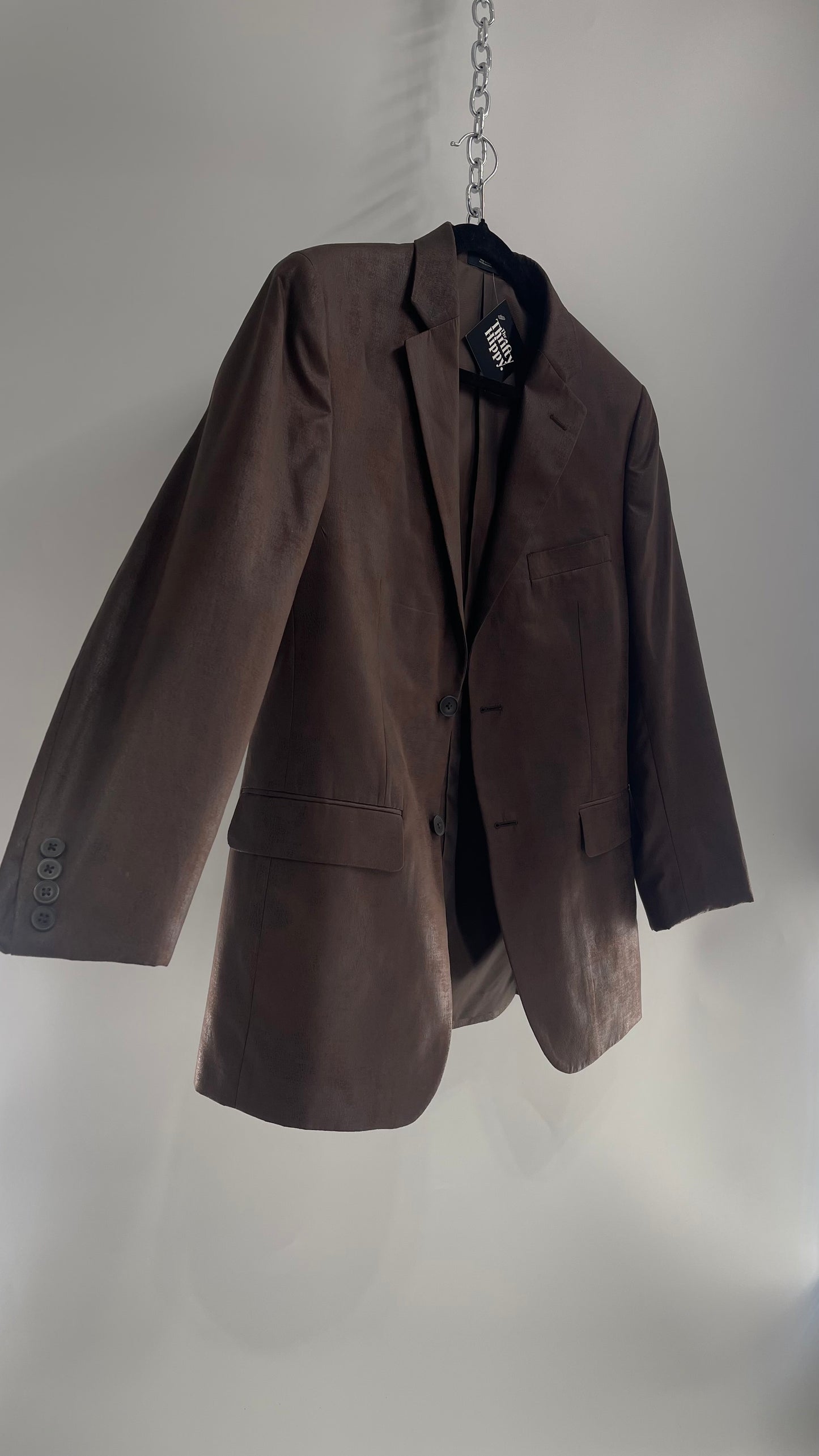 J.FERRAR Vegan Leather Brown Blazer (M/L)