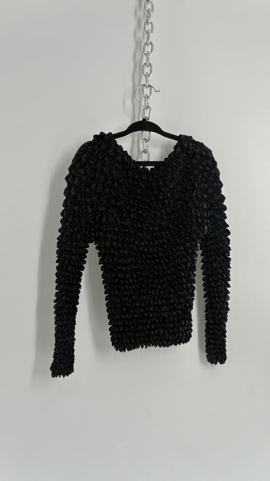 Vintage 1990s Black Popcorn Long Sleeve (One Size)