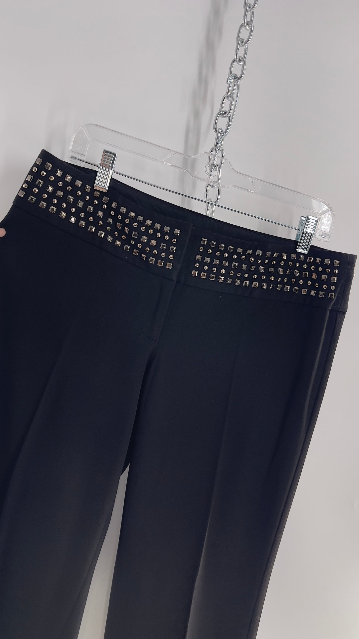 VINTAGE Express Black Low Waist Trouser with Studded Waistline and Kickflare Hem (8)