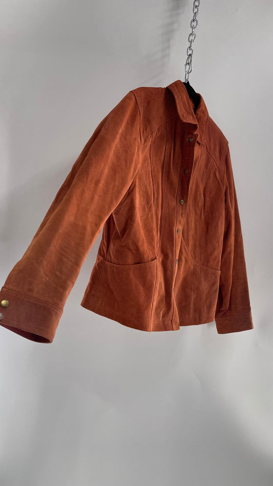 Vintage Burnt Orange Suede Leather Jacket (XL)