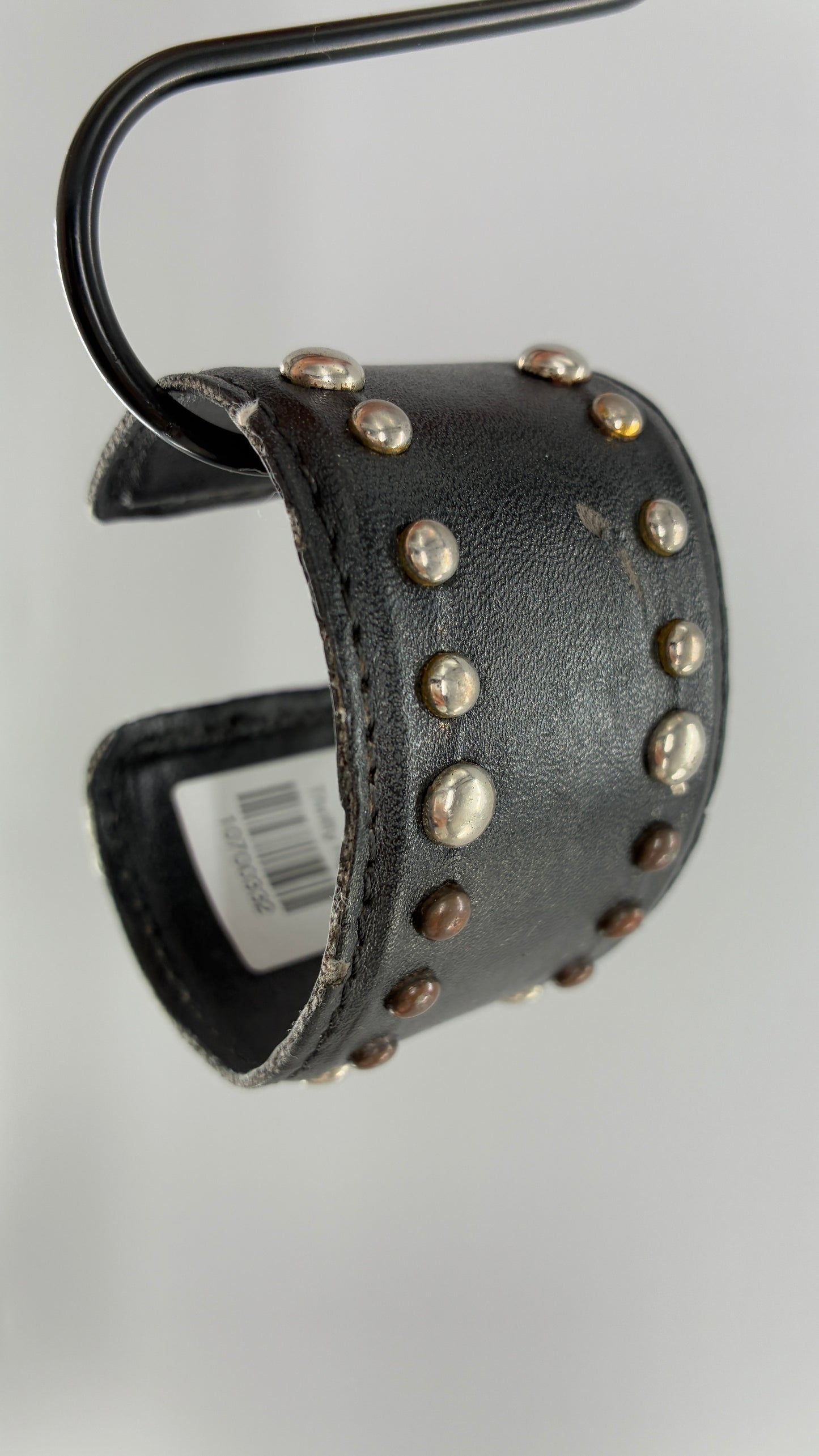 Vintage Leather Studded Mixed Metal Bangle