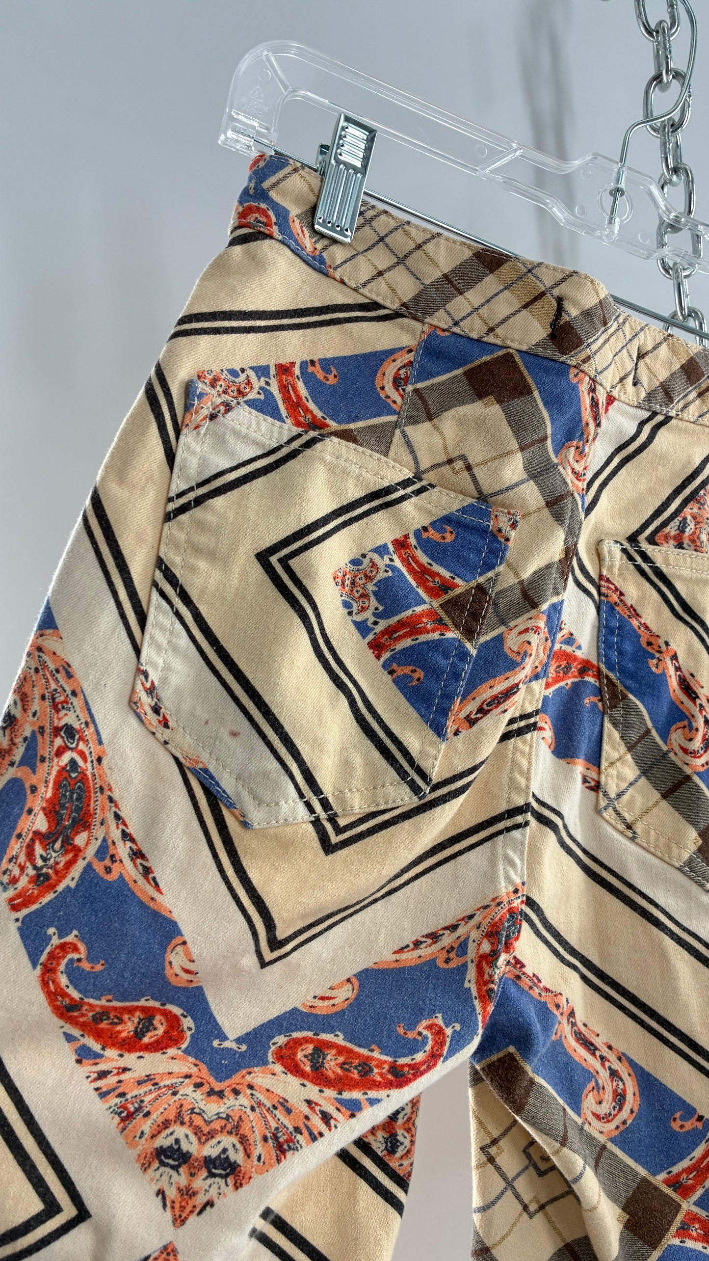 Free People Patterned Plaid Beige Flare Pants (26)