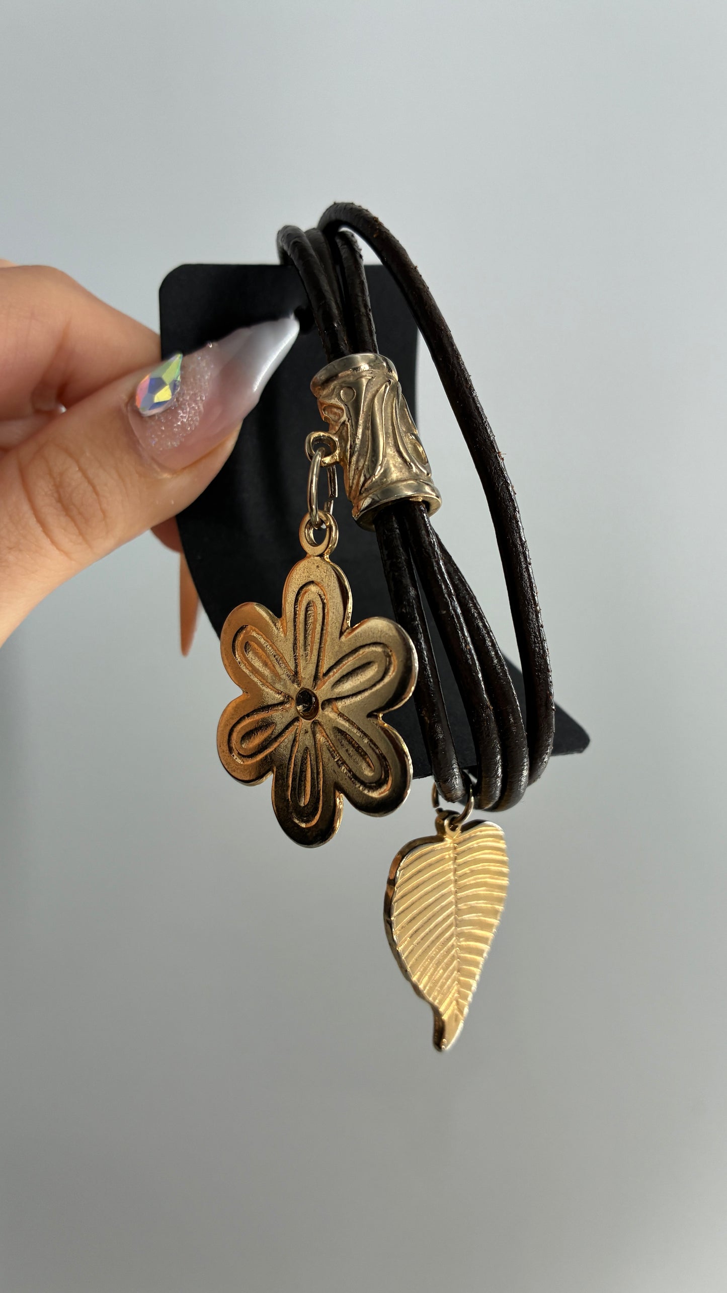 Vintage Multi-band Bracelet with Oversized Gold Charms