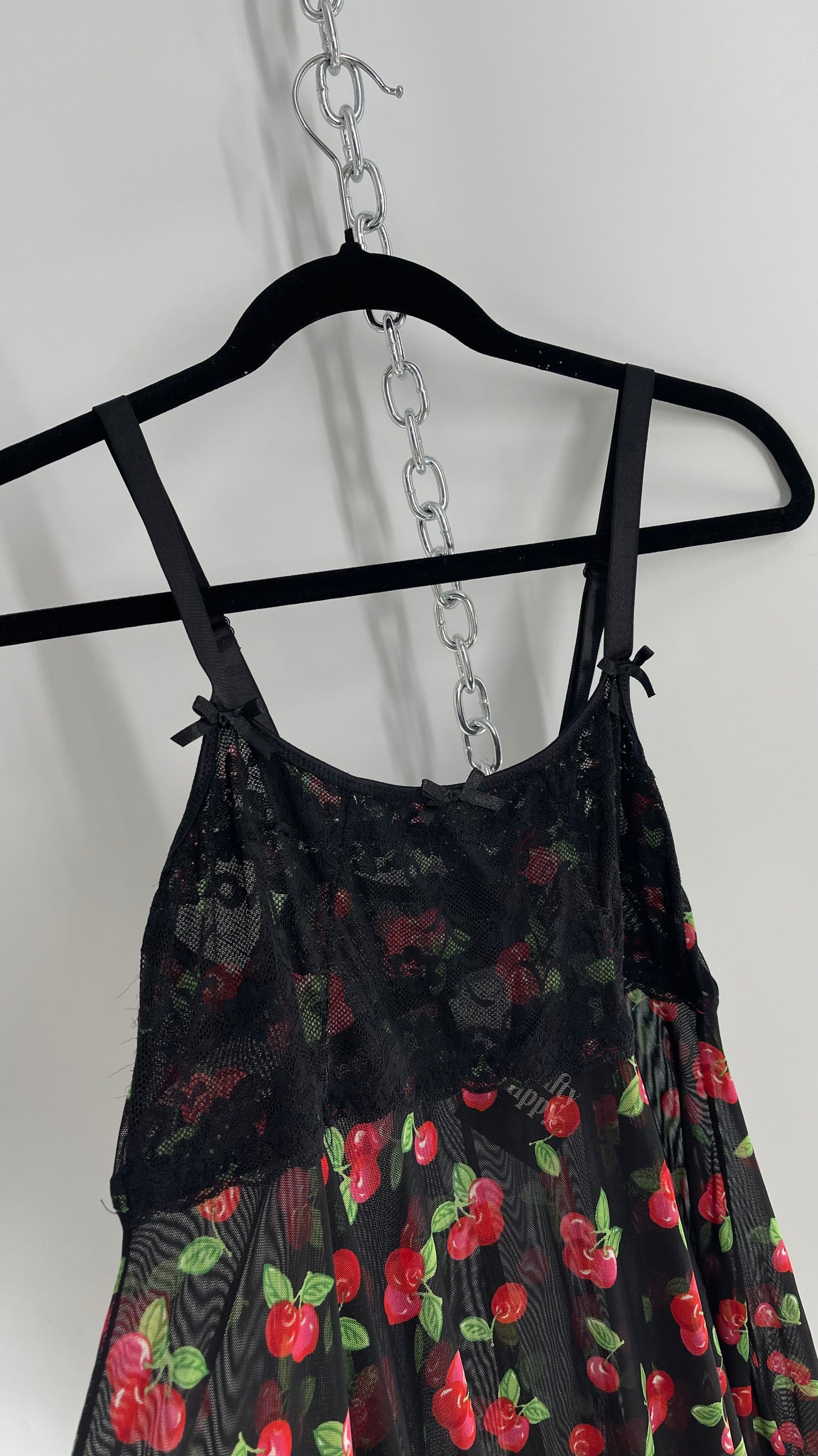 Cherry Printed Sheer Babydoll Mini/Tank (XL)