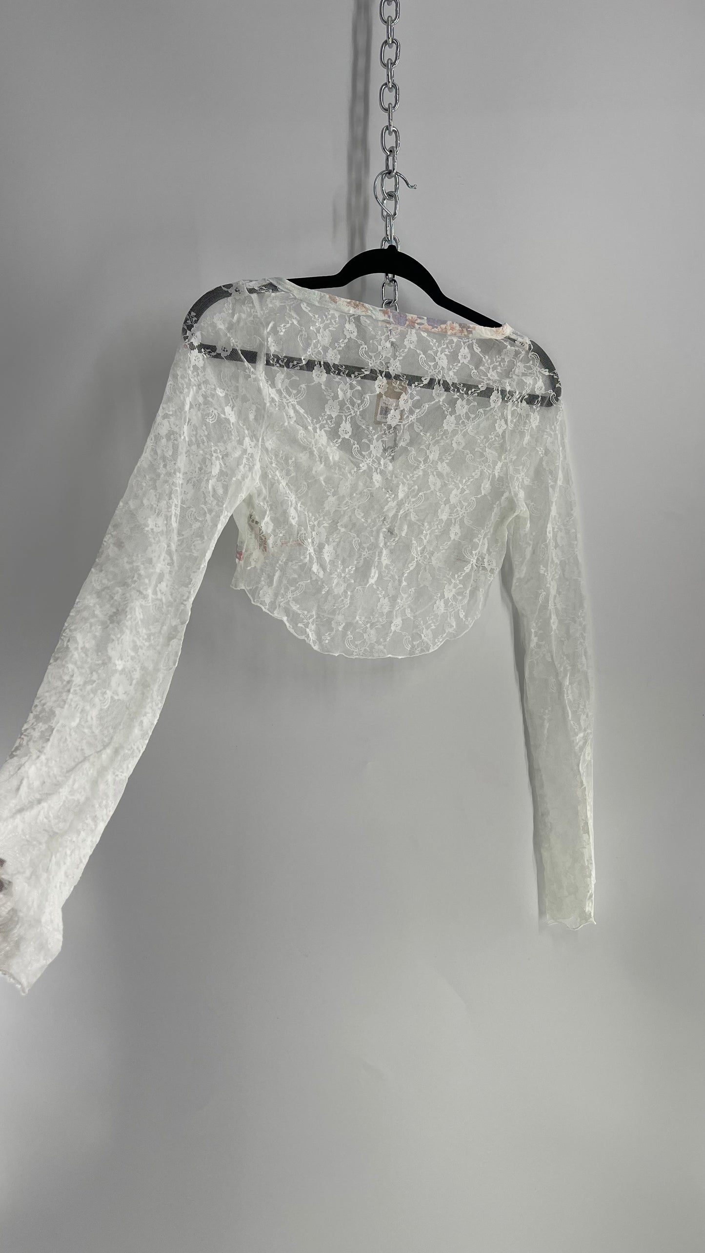 Intimately Free People Baby Blue Lace Ballerina Thumb Hole Long Sleeve (Small)
