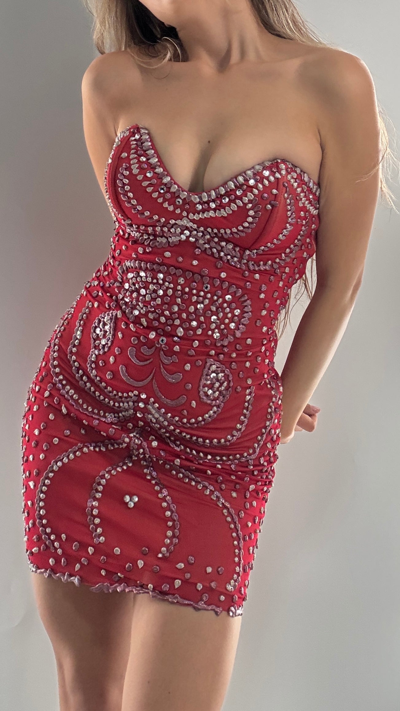 Vintage HOLT Hand Painted in MIAMI Mesh Mini Dress with Wired Corset Bust (XS)