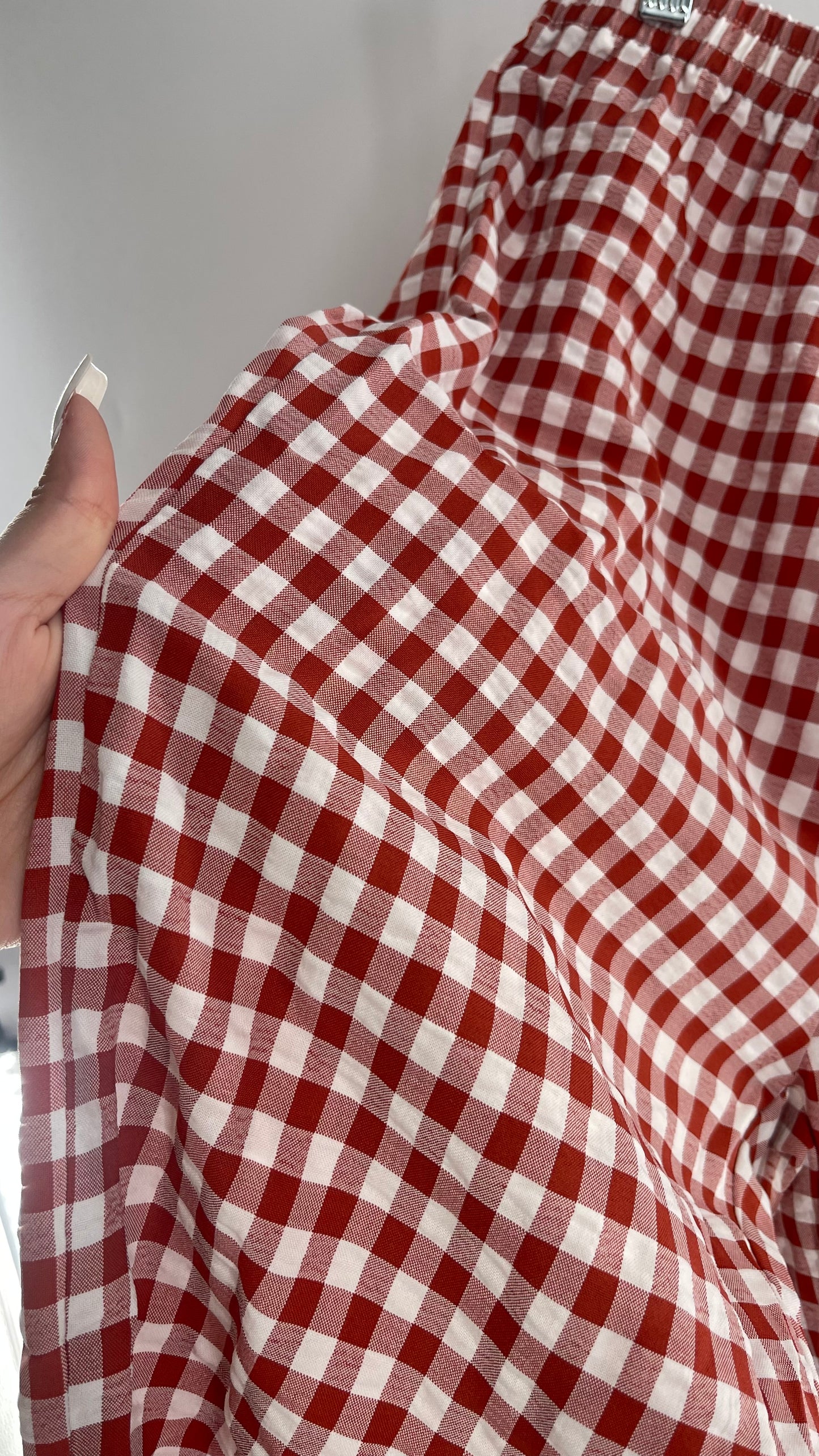 Gingham Red and White Capri with Tie Ankles (Small)