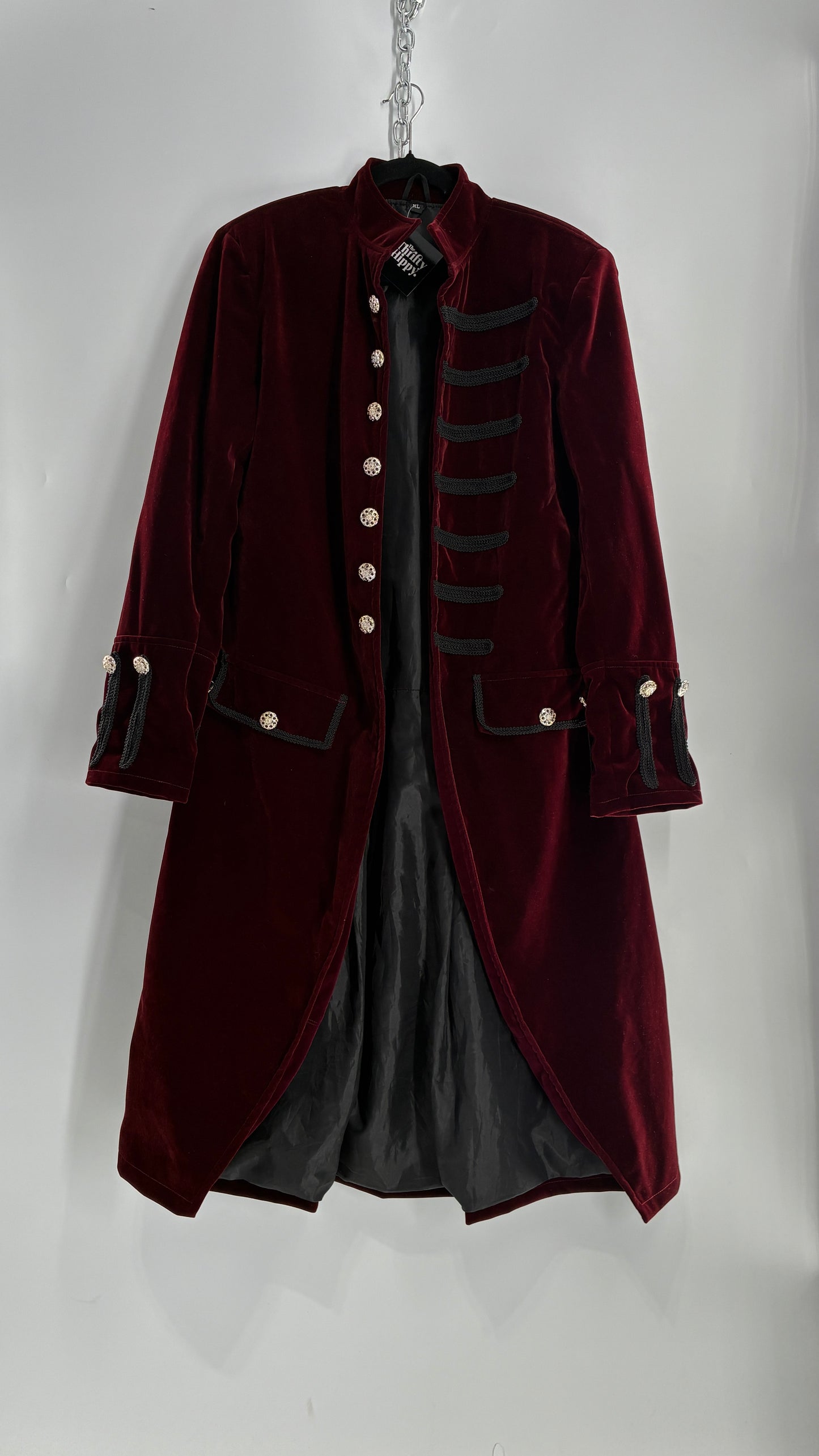 Velour Crimson Steampunk Drummer Coat (XL)