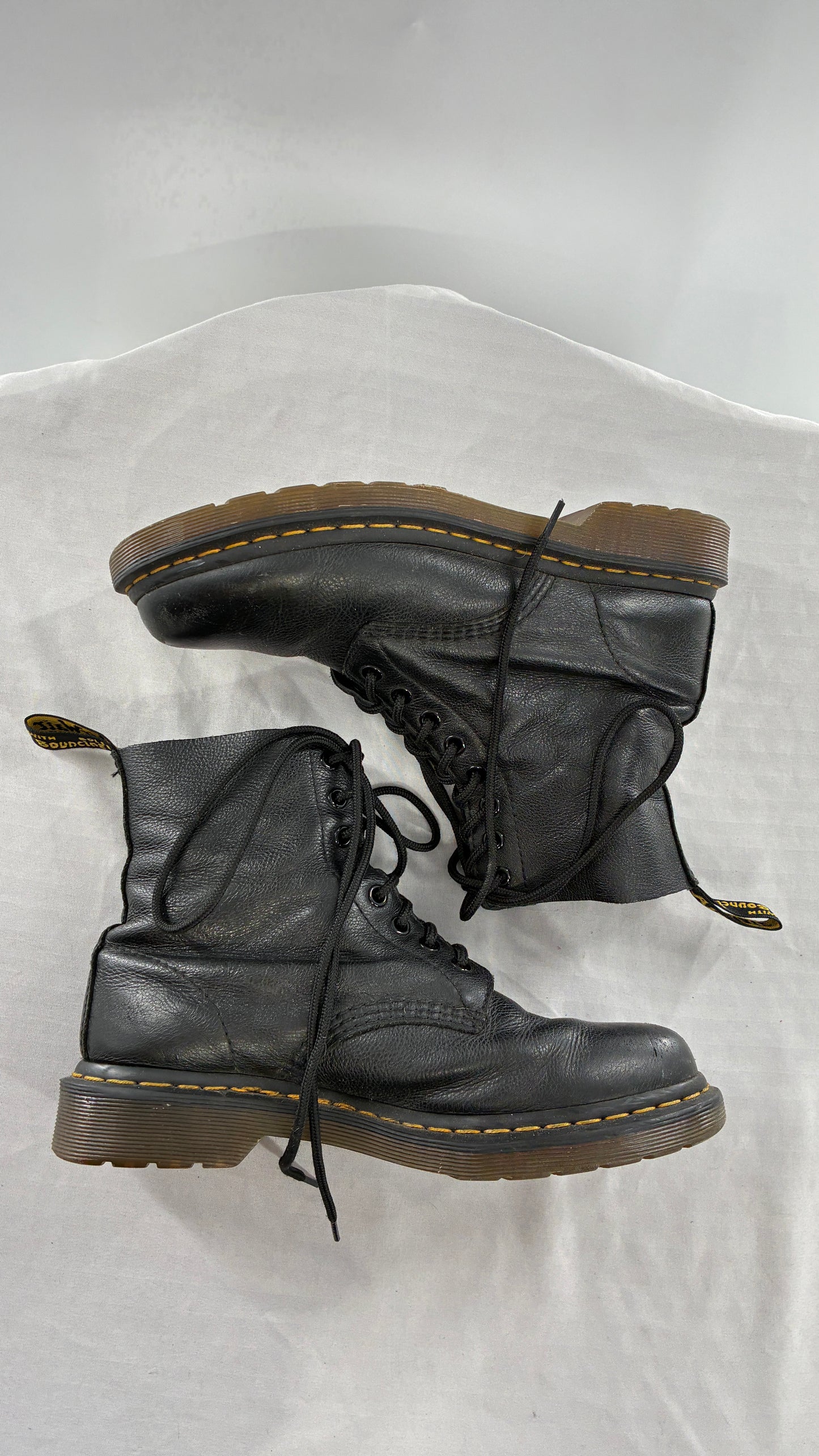 Vintage Dr. Martens 1460 Pascal Virginia Soft Leather Black Boots (8L)