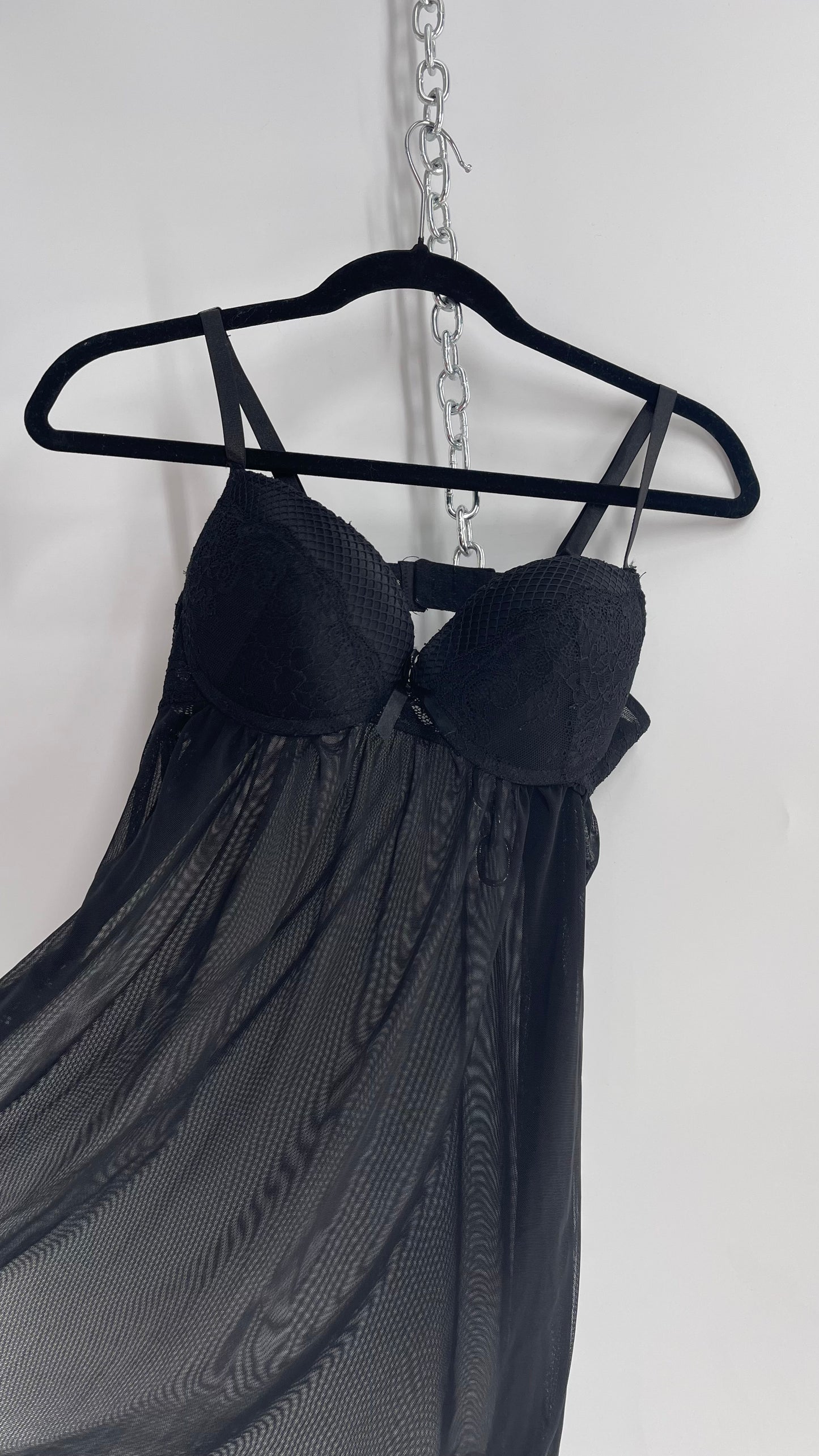 Vintage Black Lace Babydoll (Medium)