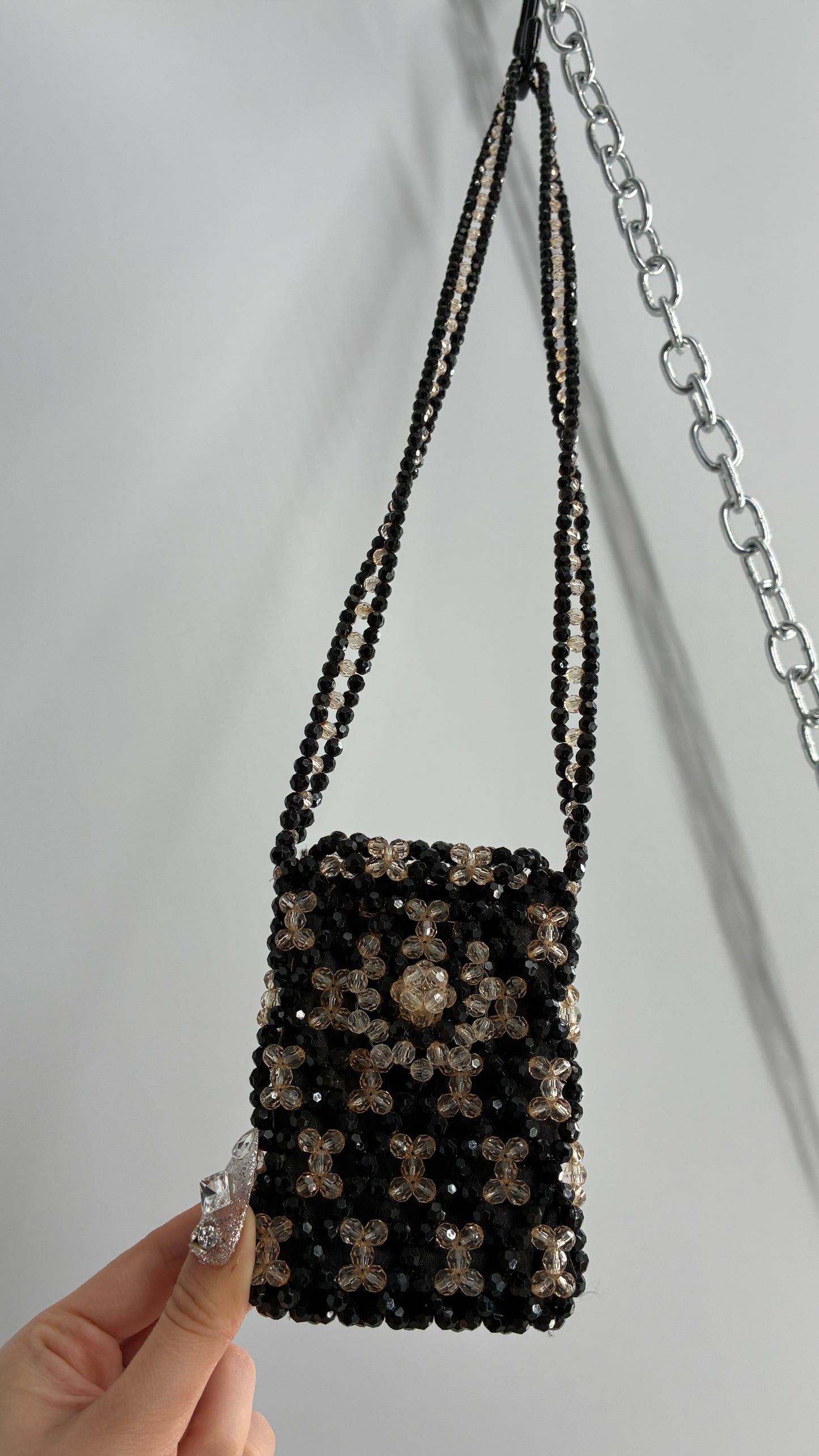 Vintage Beaded Lipstick/Cash/Card/Phone Crossbody Purse