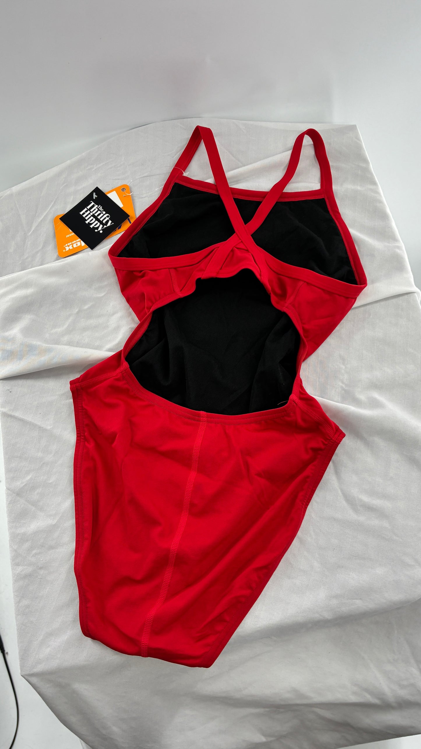 Vintage 1990s High Cut Open Back Velox Lifeguard Swimsuit (34)