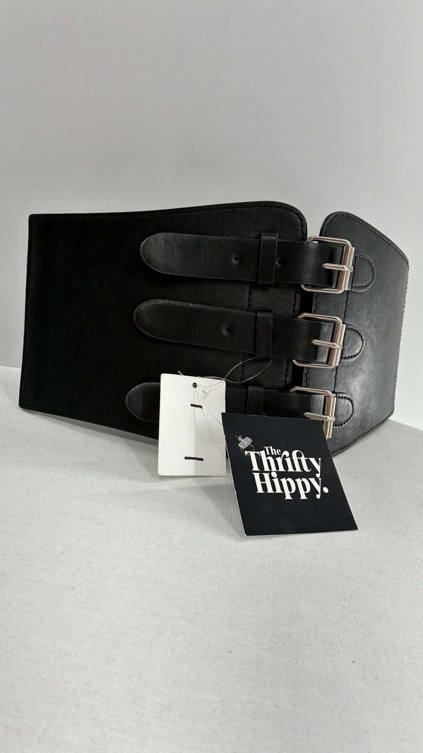 Urban Outfitters Black Corset Belt  with Many Buckles and Tags Attached (One Size)