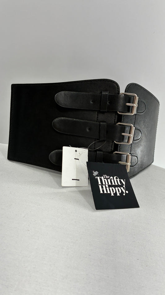 Urban Outfitters Black Corset Belt  with Many Buckles and Tags Attached (One Size)