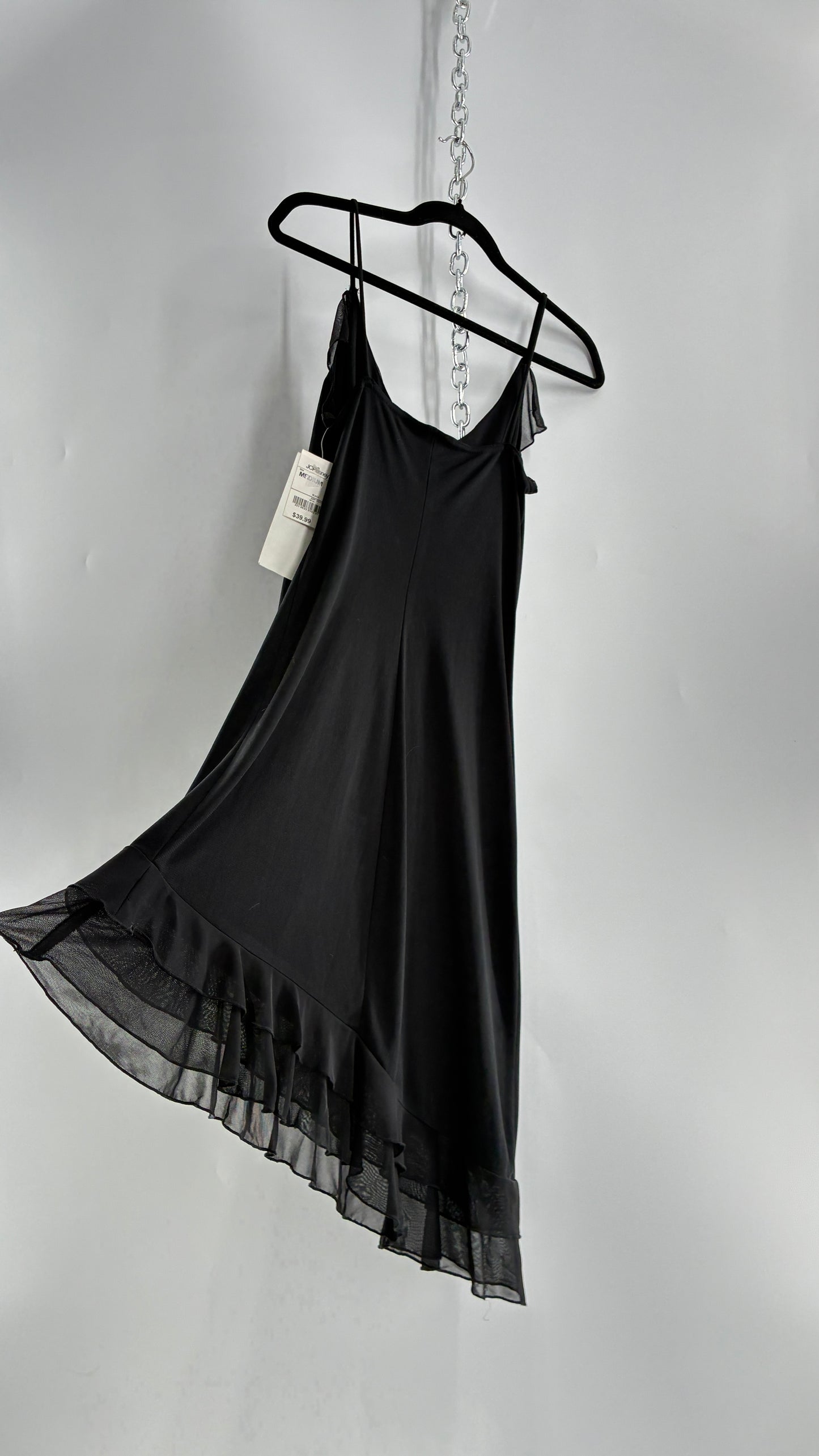 Deadstock Vintage City Triangles Black Asymmetric Dress (Medium)