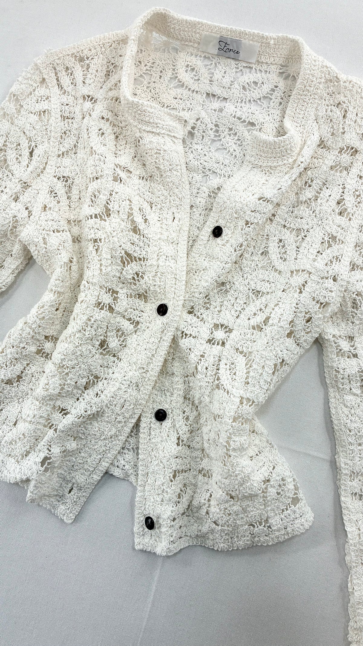 Imported Portuguese 100% Cotton Crochet Cardigan NWOT (Medium)