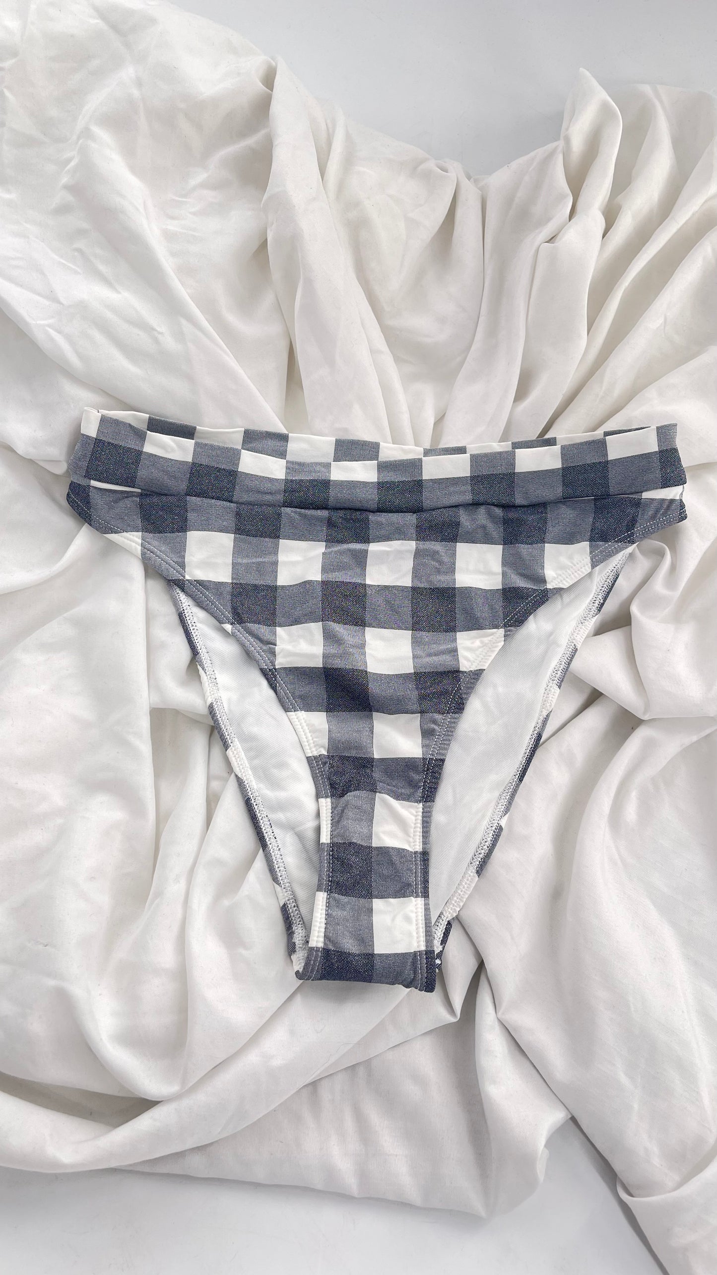 Urban Outfitters Out From Under Gray Glitter Gingham/Picnic 90s Cut Swim Bottoms (Medium)
