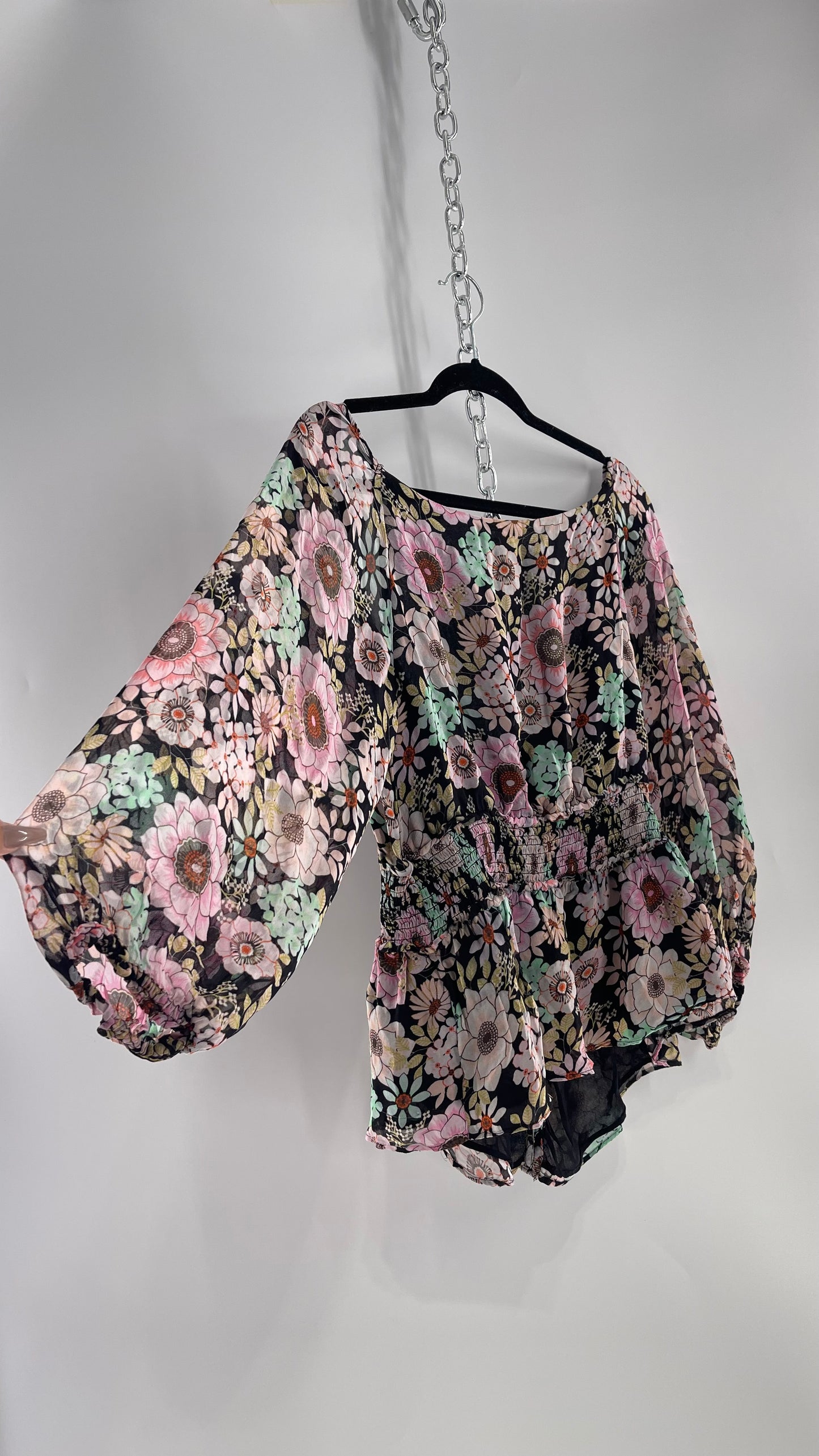 Maeve Anthropologie Floral Scrunch Underbust Blouse (Large)