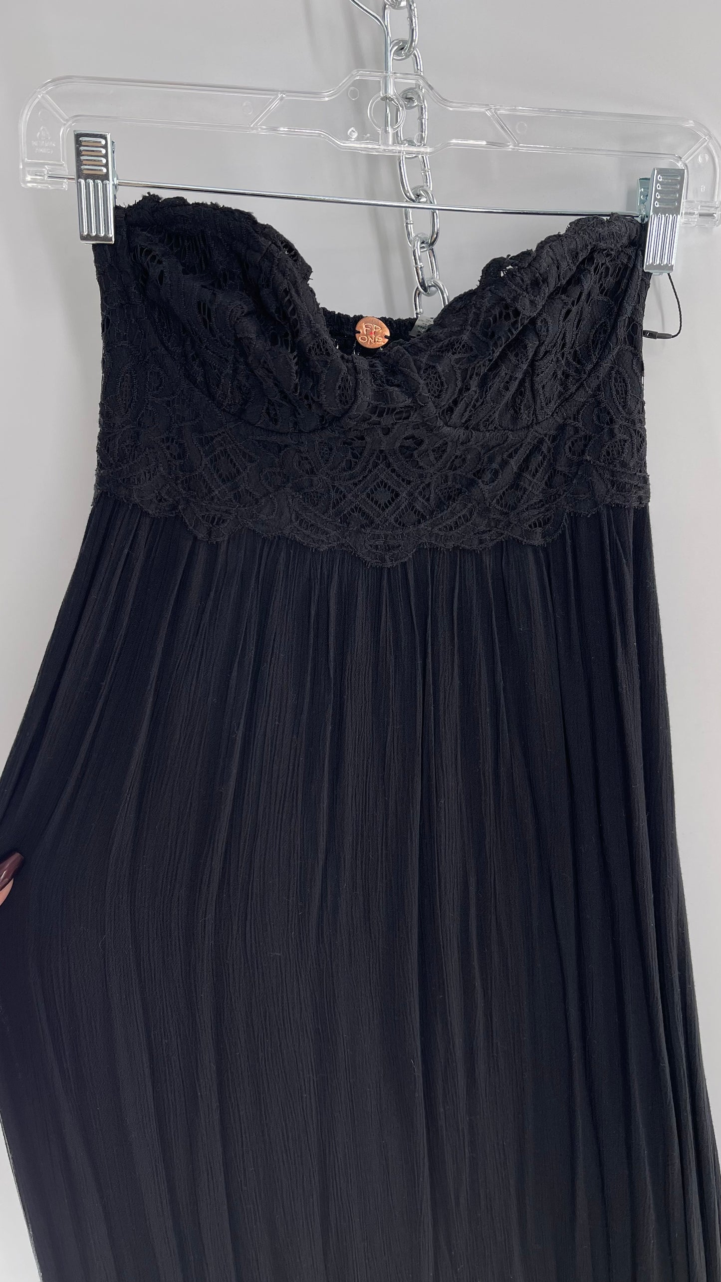 Free People Adella Black Full Length Maxi Dress (Small)