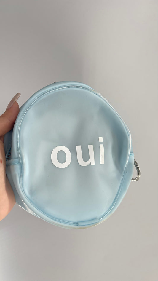 Oui Light Blue Plastic Circle Mini Bag with Heavy Duty Zipper