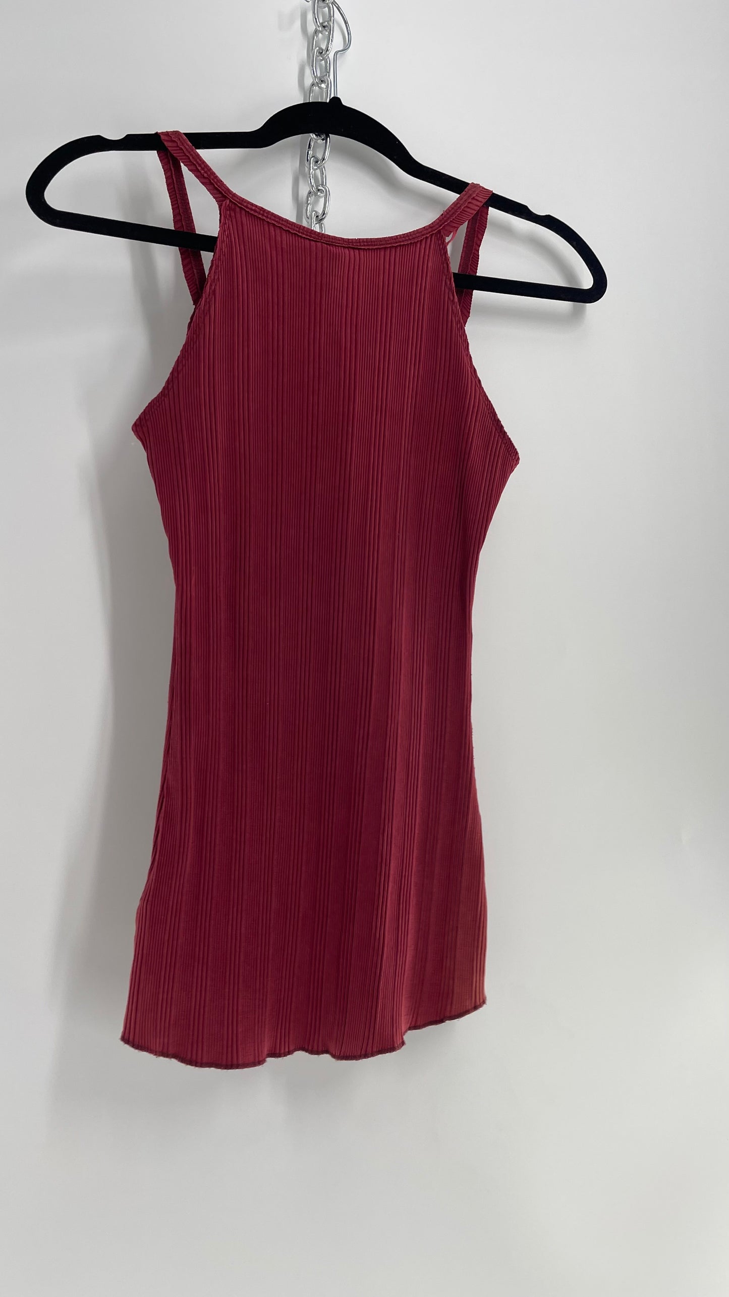 Free People Red Maroon Ribbed Tank Distressed with Tags Attached (XS)