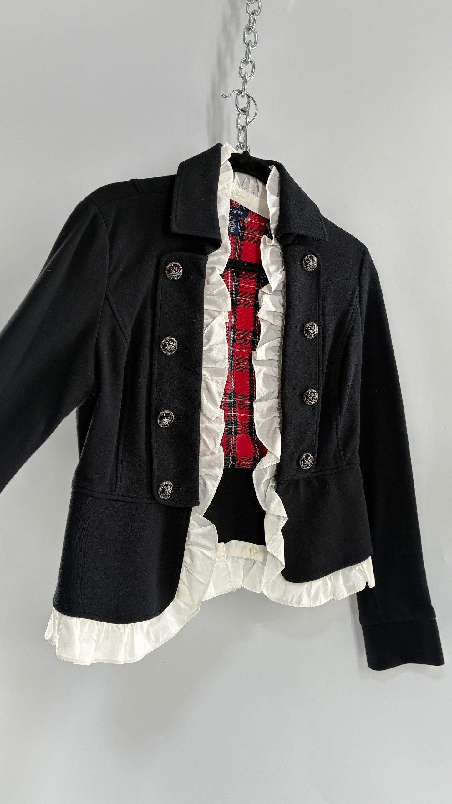 Vintage BOSTON PROPER 1990s School Girl/Drummer Jacket with Removable Ruffle Trim (XS)
