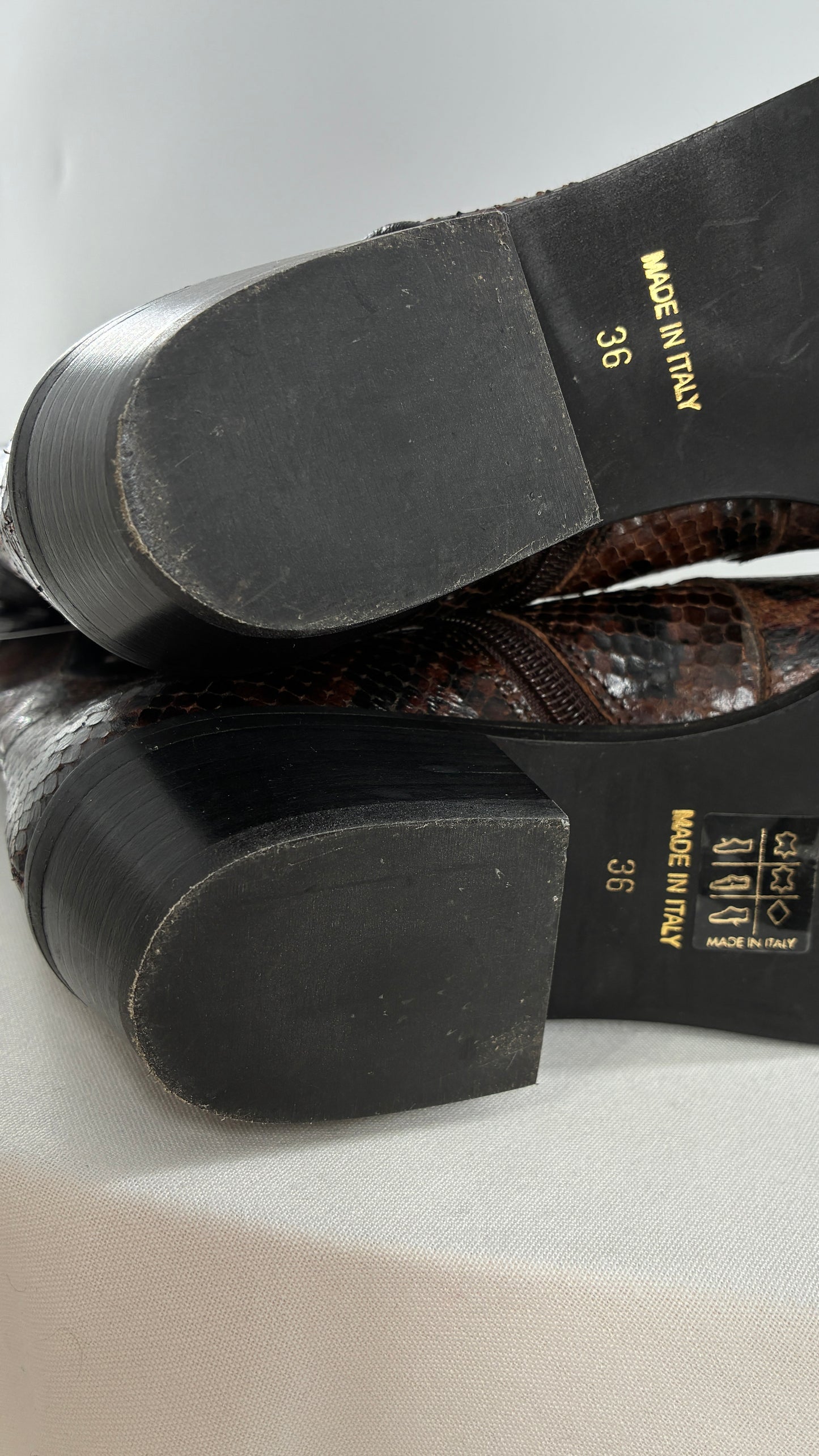 Vintage LABLANC Snakeskin Cowboy Boots with Hearts Made in Italy (36)