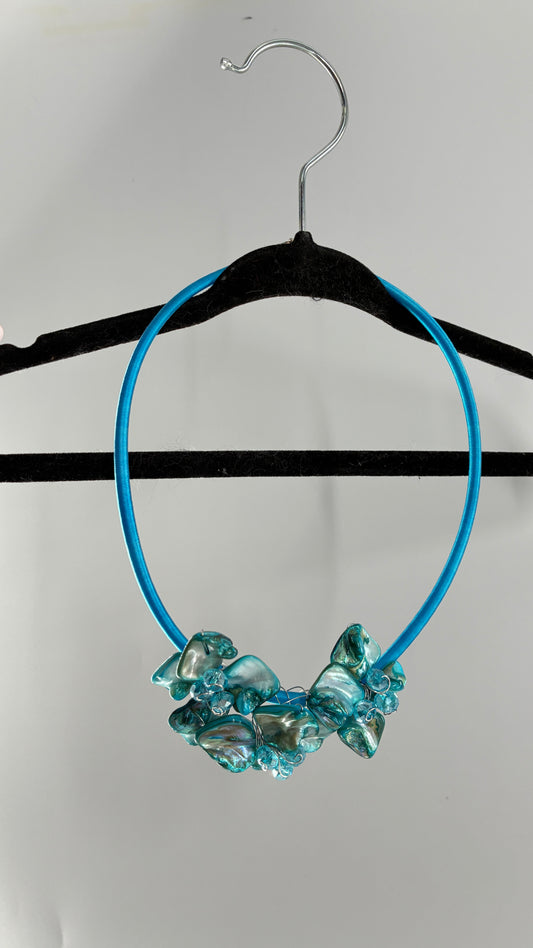 Vintage Blue Choker with Shells and Beads