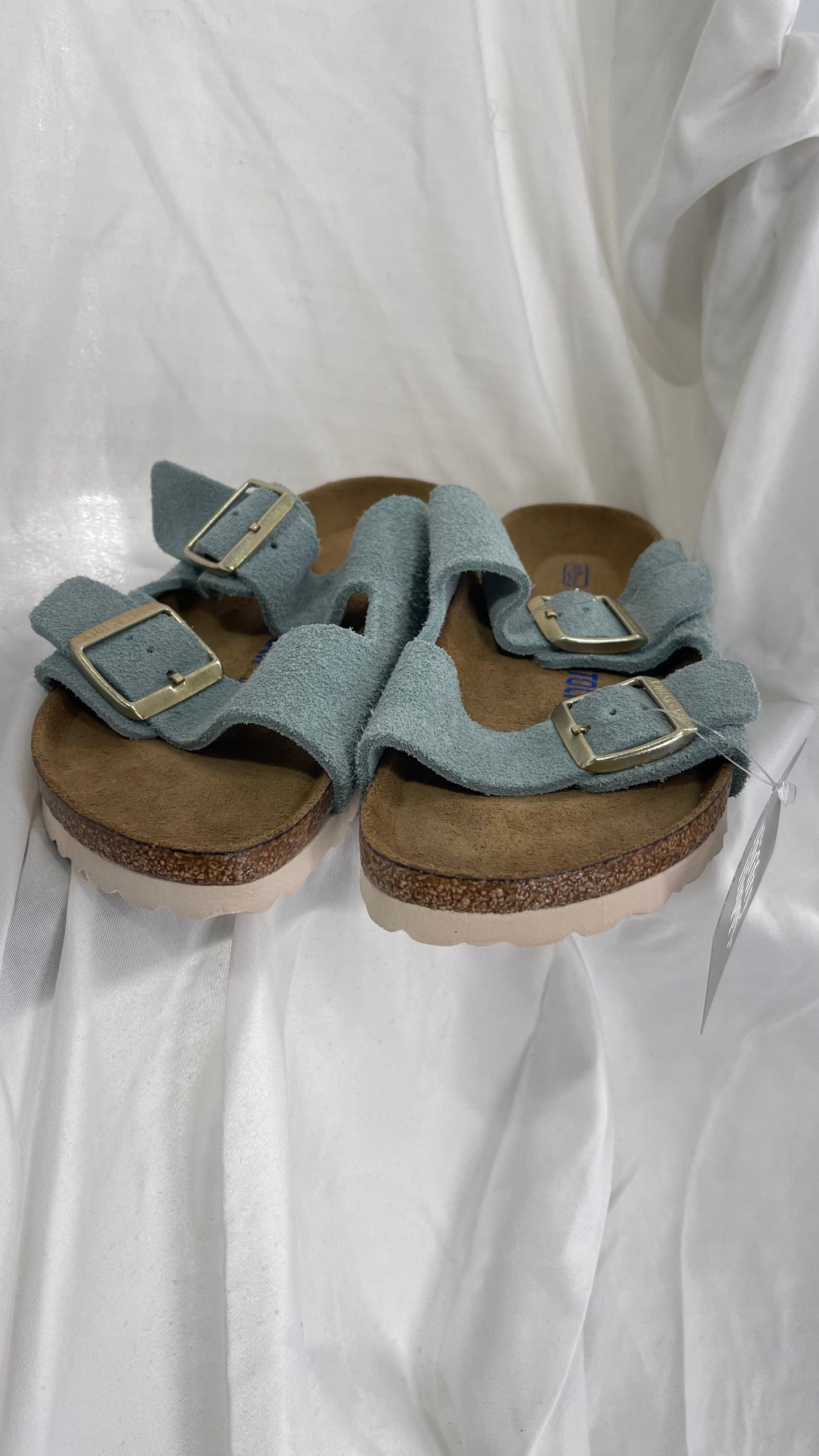 Birkenstock Powder Blue Suede Double Strap Sandal (39/8)