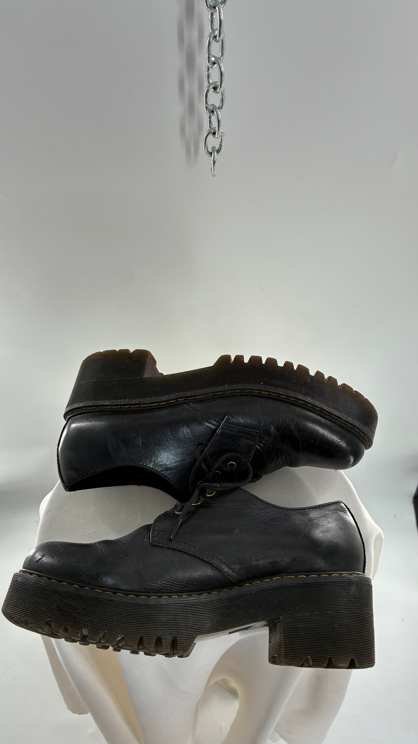 Vintage Doctor Martens Black Leather, Platform, Chunky Oxfords (9)