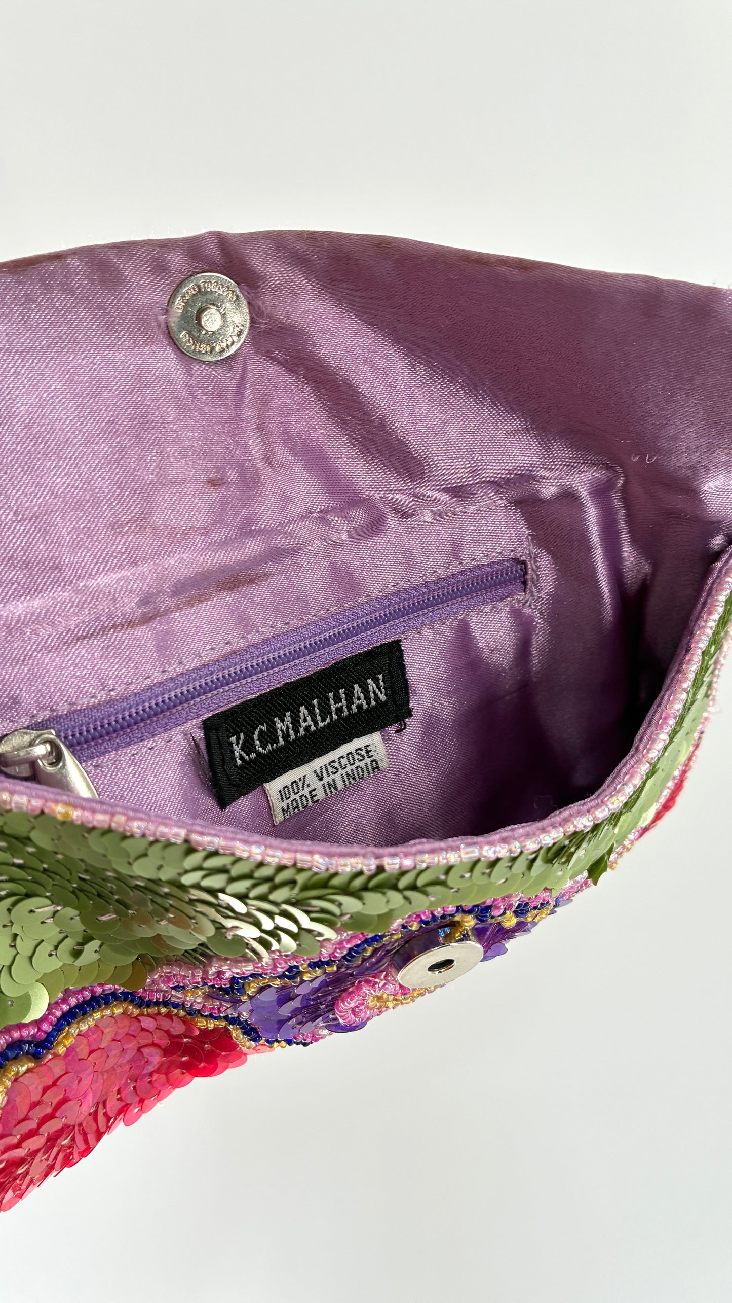 Vintage K.C MALHAN Sequin Beaded Clutch Wallet