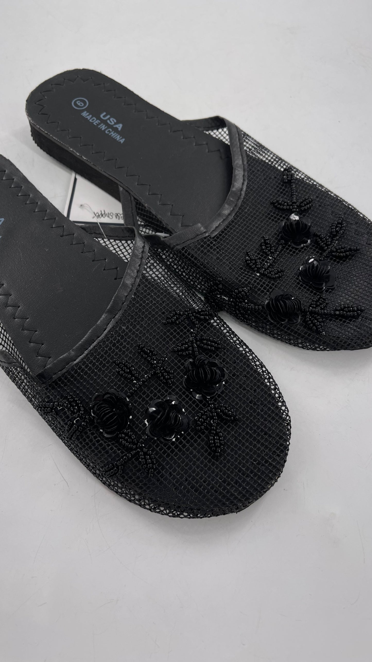 Vintage 1990s Chinese Black Beaded Slipper (9)