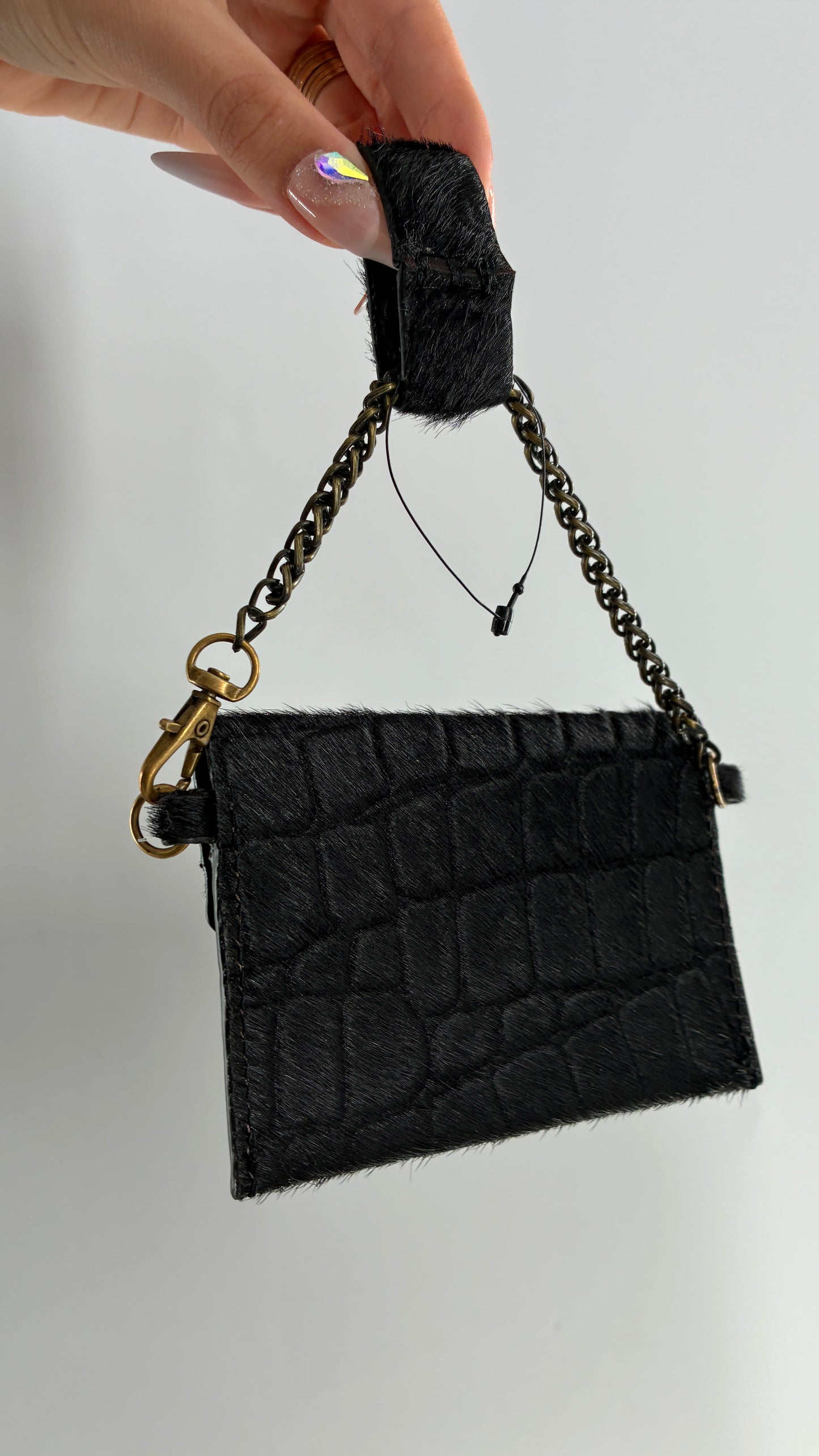 Free People Leather Belt Coin/Card Pouch with Brass Hardware