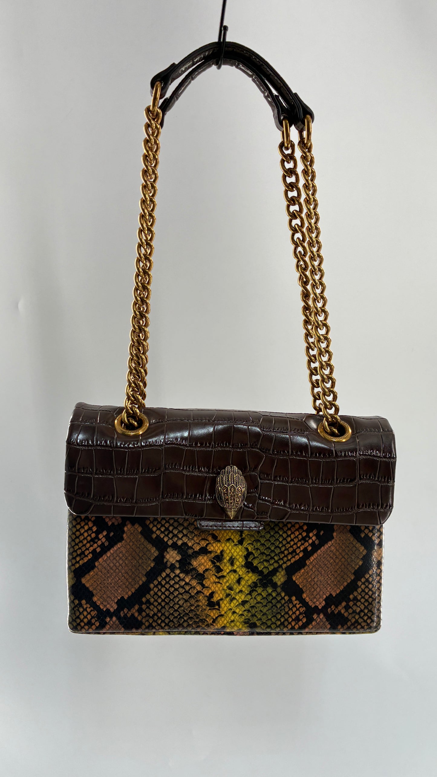 KURT GEIGER London Kensington Croc and Python Embossed Leather Crossbody Bag