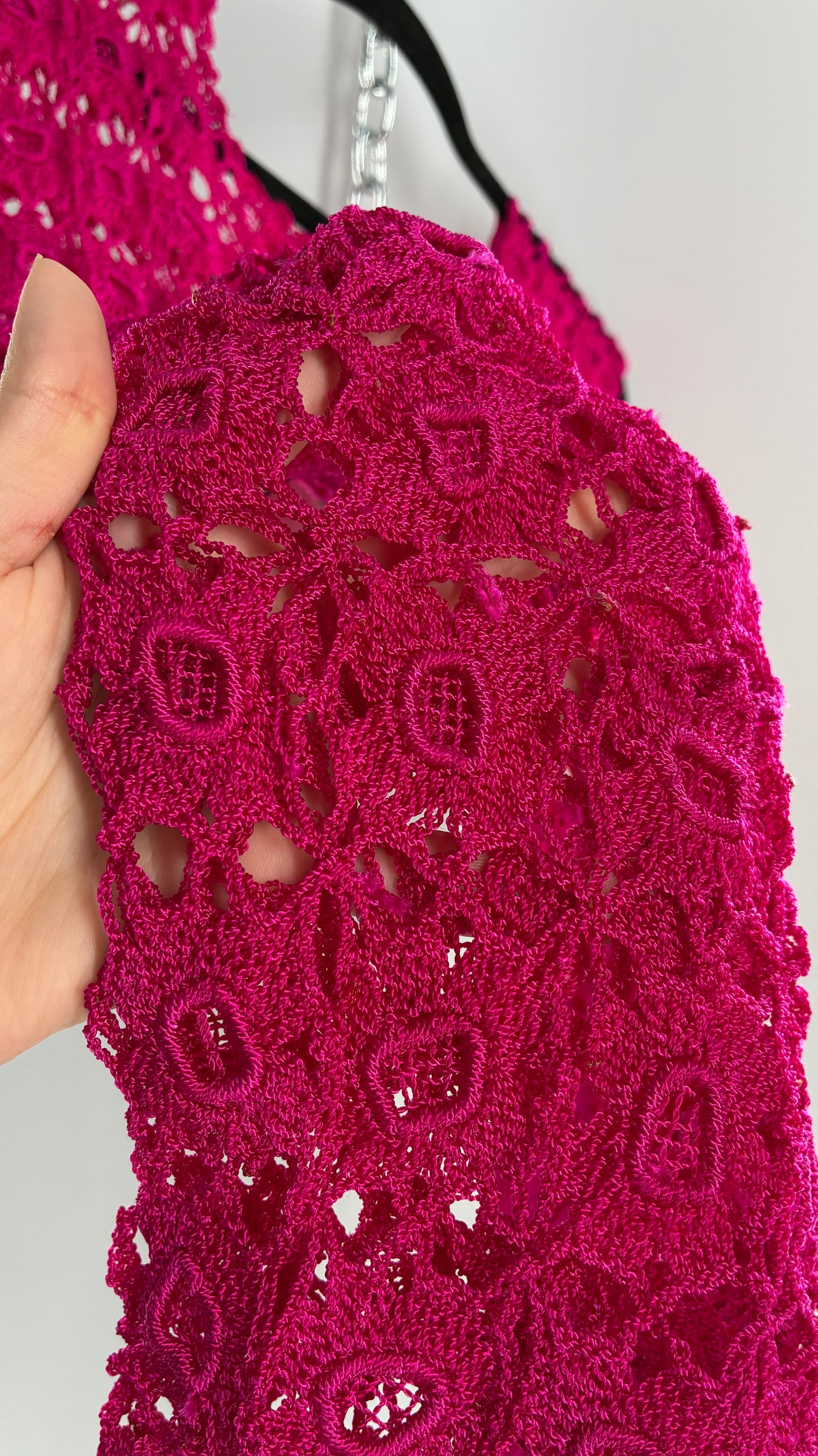 Vintage Handmade Crochet Hot Pink (Medium)