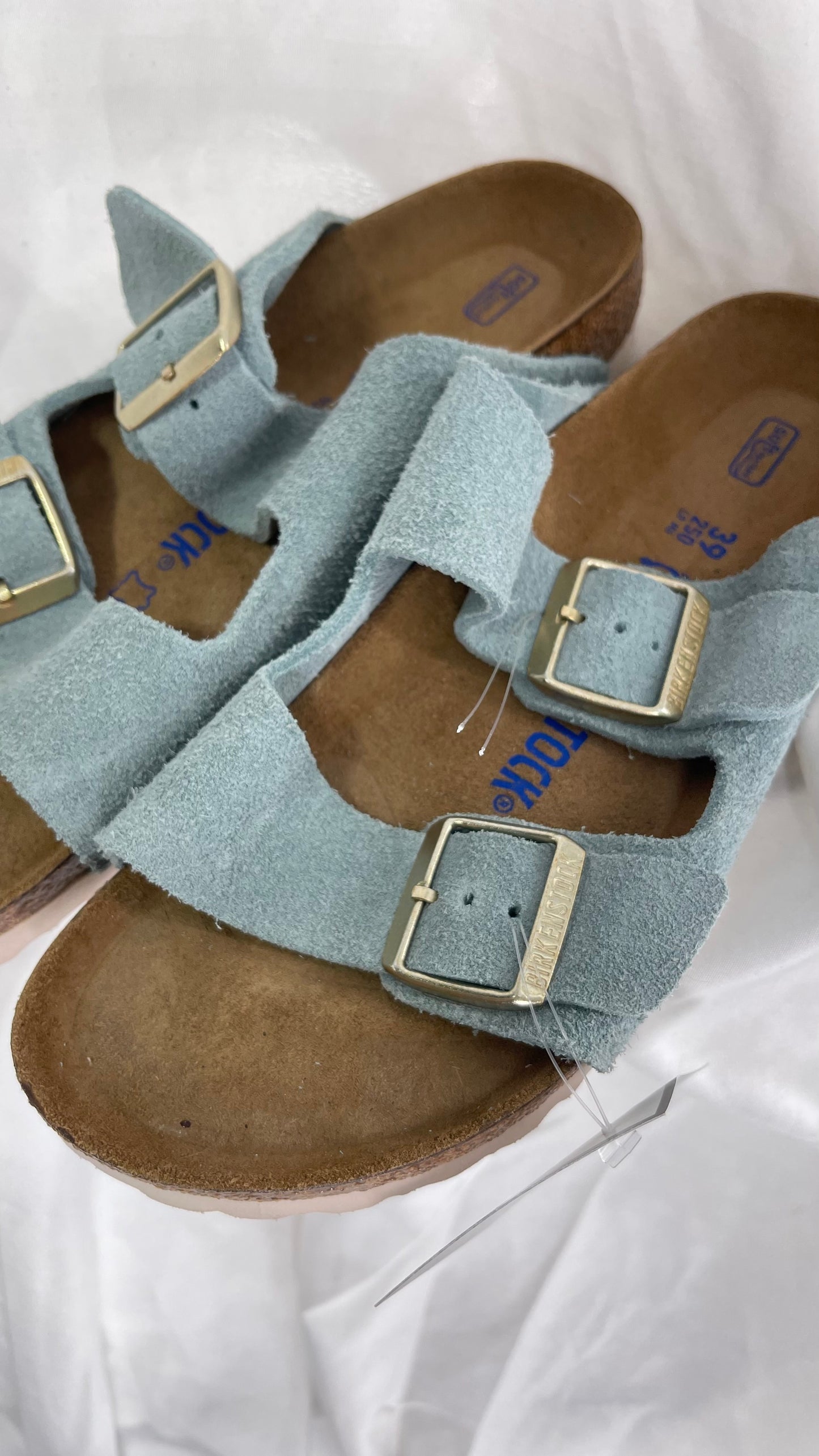 Birkenstock Powder Blue Suede Double Strap Sandal (39/8)