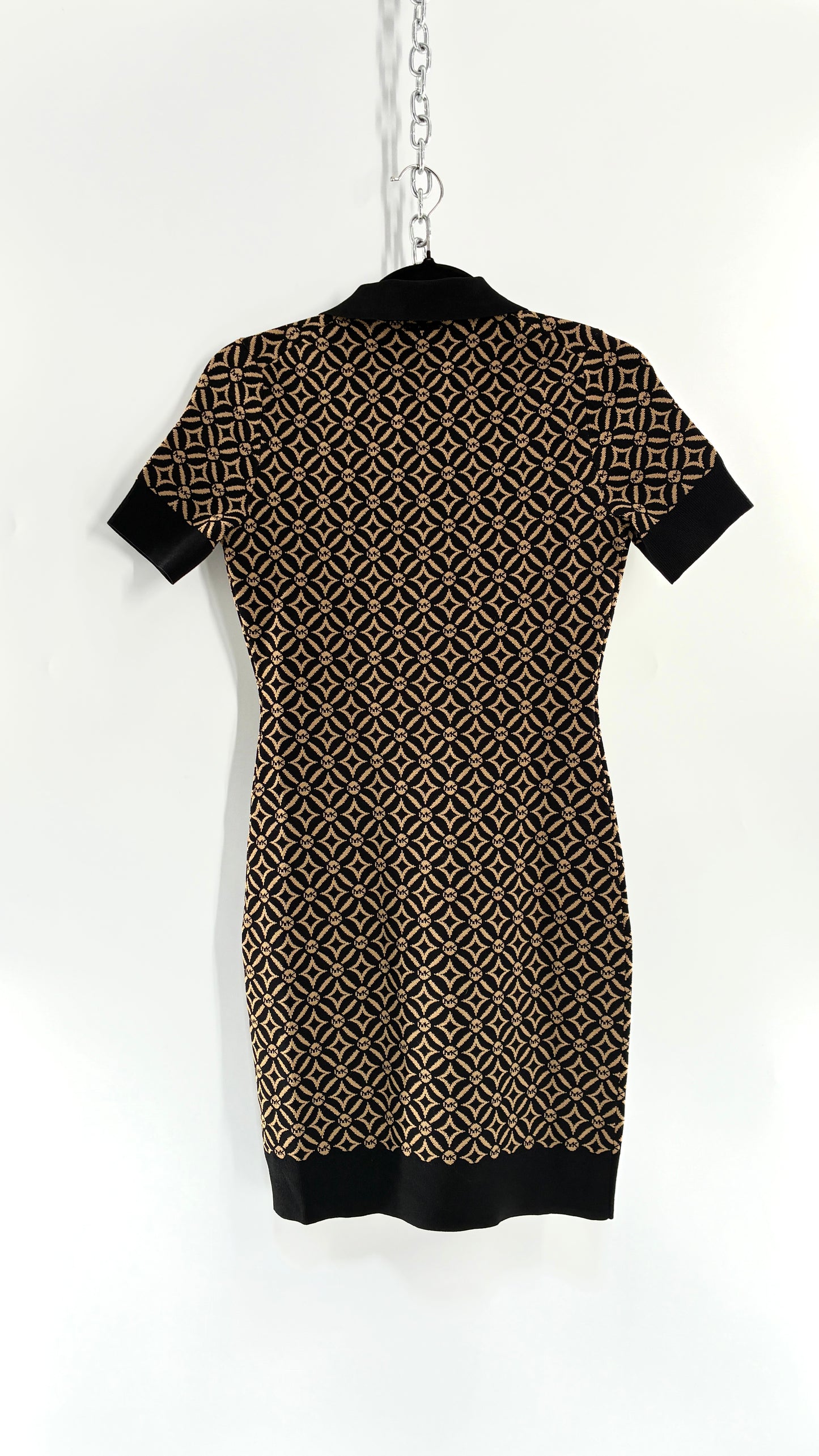 Vintage Michael Kors Thick Knit Collared Monogram Mini Dress (Small)