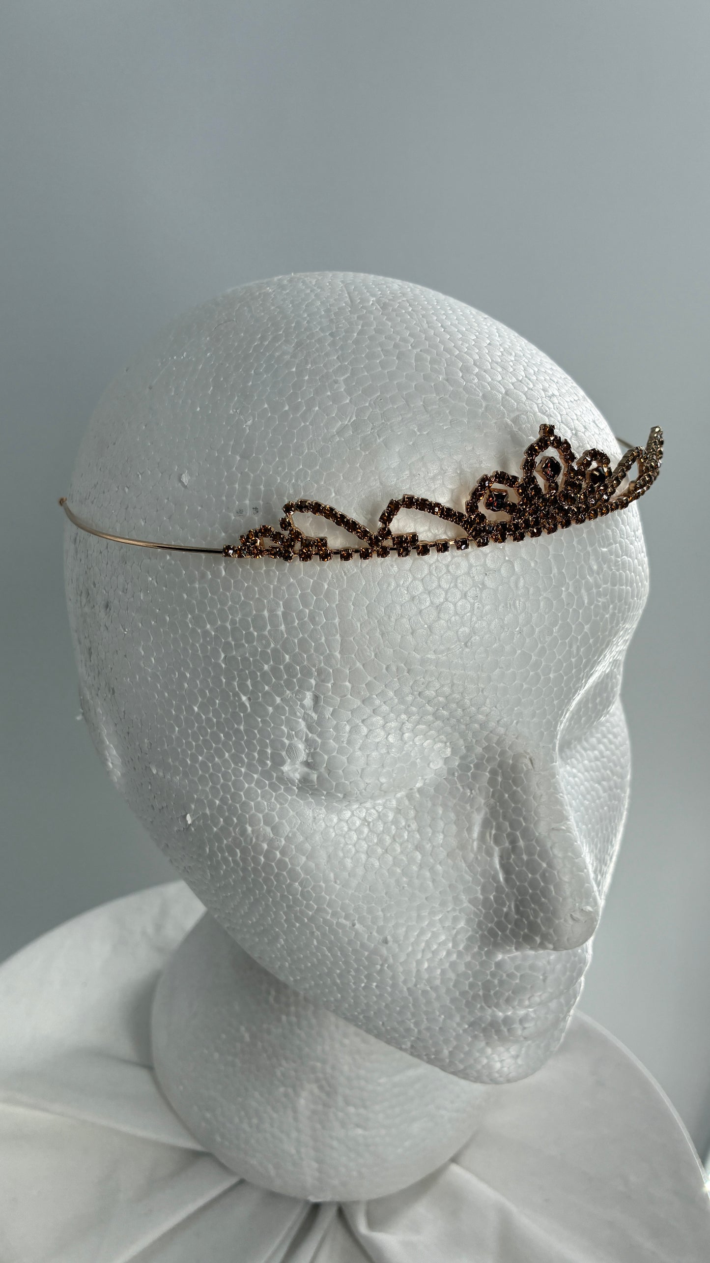Free People Gold Burgundy Rhinestone Tiara Headband