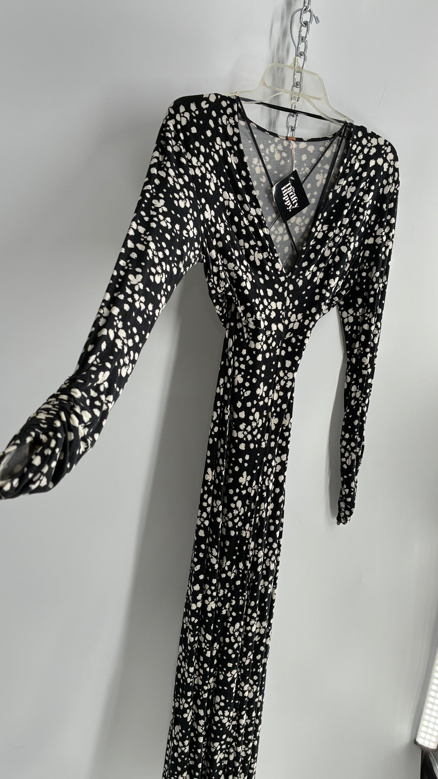 Free People Black and White Polka Dotted Jumpsuit (2)