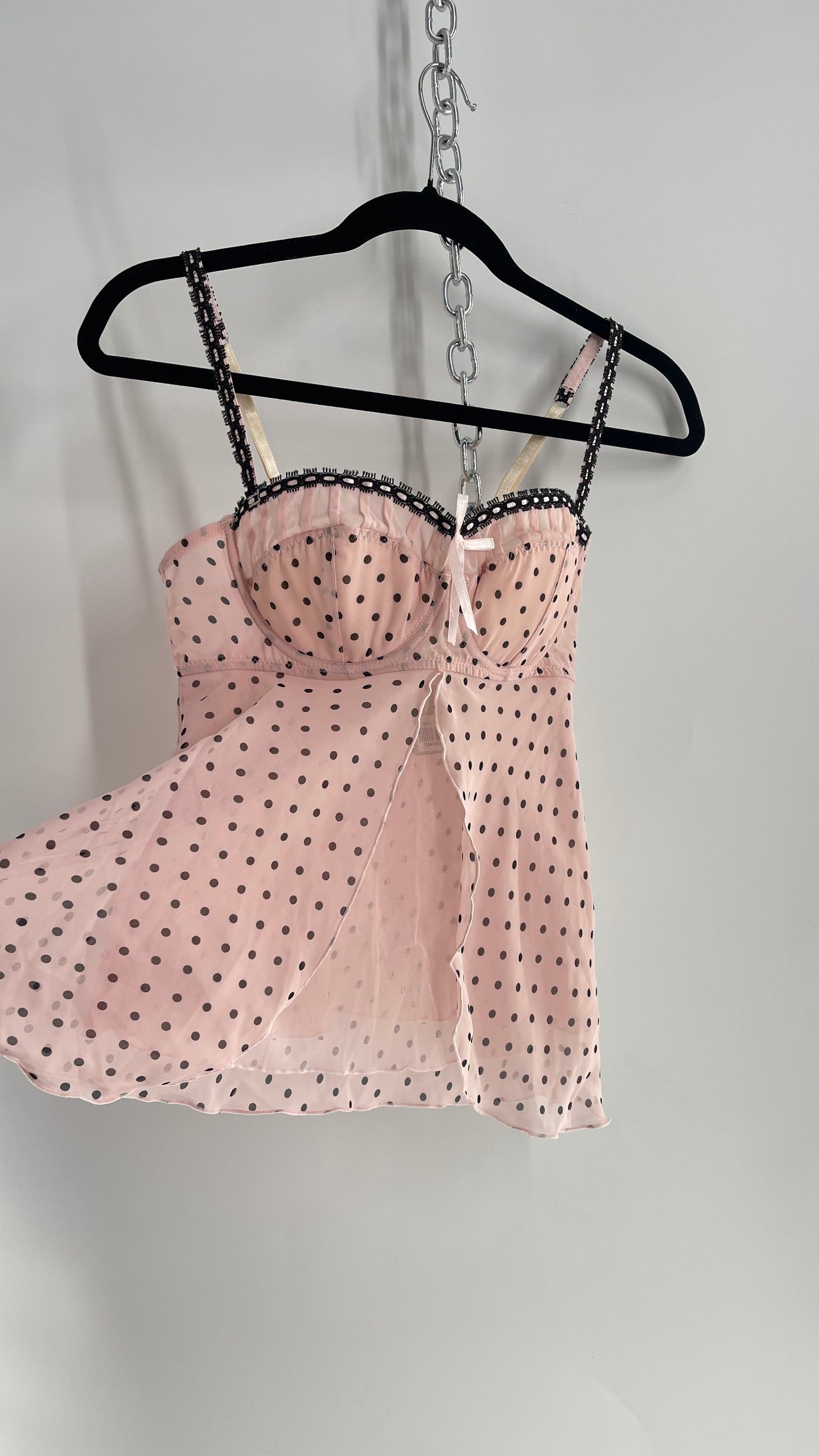 Vintage Native Intimates Baby Pink Polka Dot Bustier (34C/Medium)