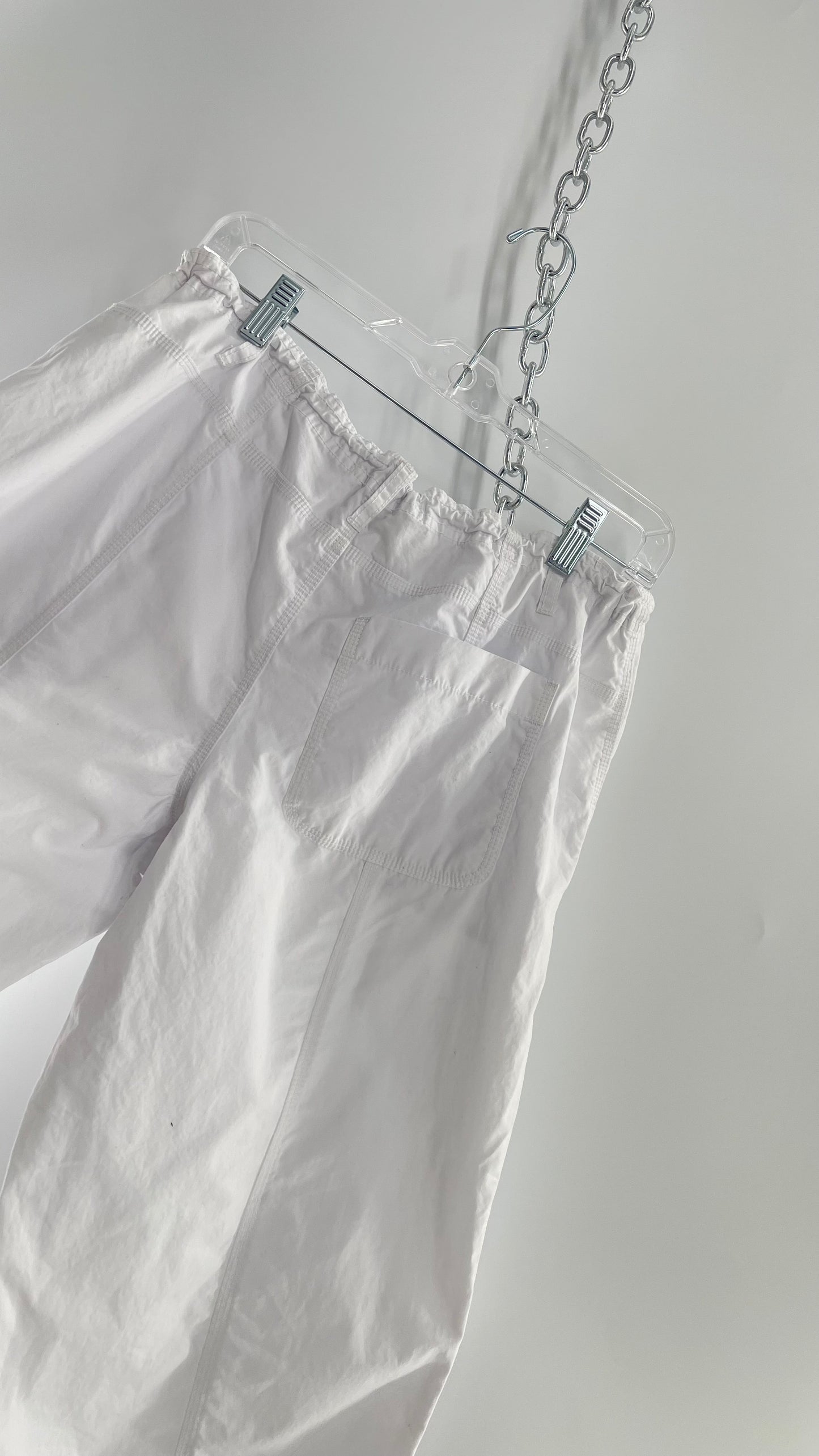 Urban Outfitters White Cropped Cargo Capri with Drawstring Waist and Single Back Pocket (S)