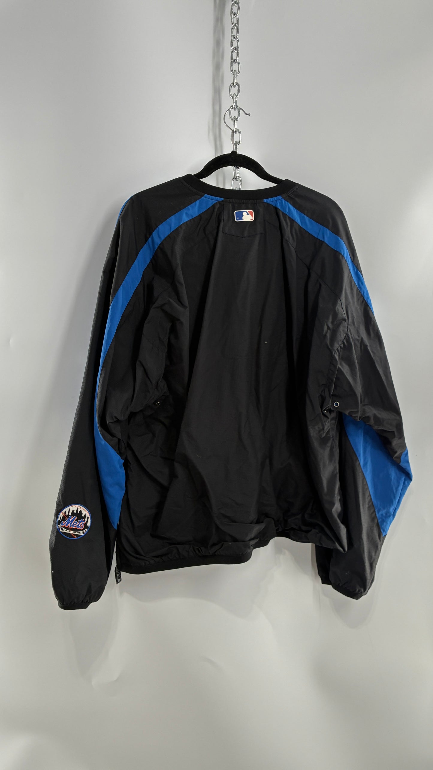 Vintage METS Men’s Windbreaker Sweater with Side Zippers and Pockets (XL)