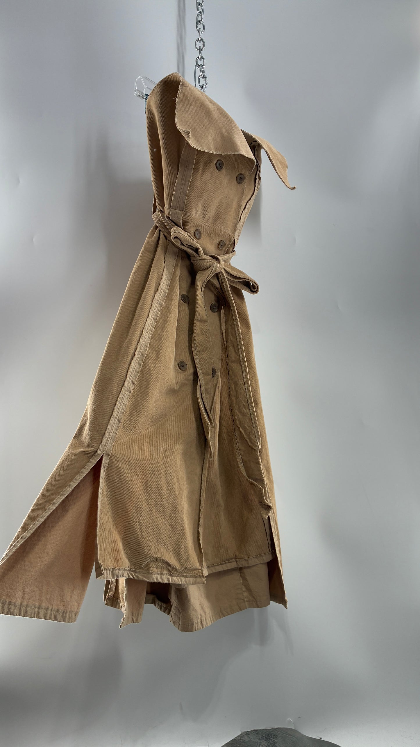 Vintage Corduroy Trench Coat Style Dress (Medium)