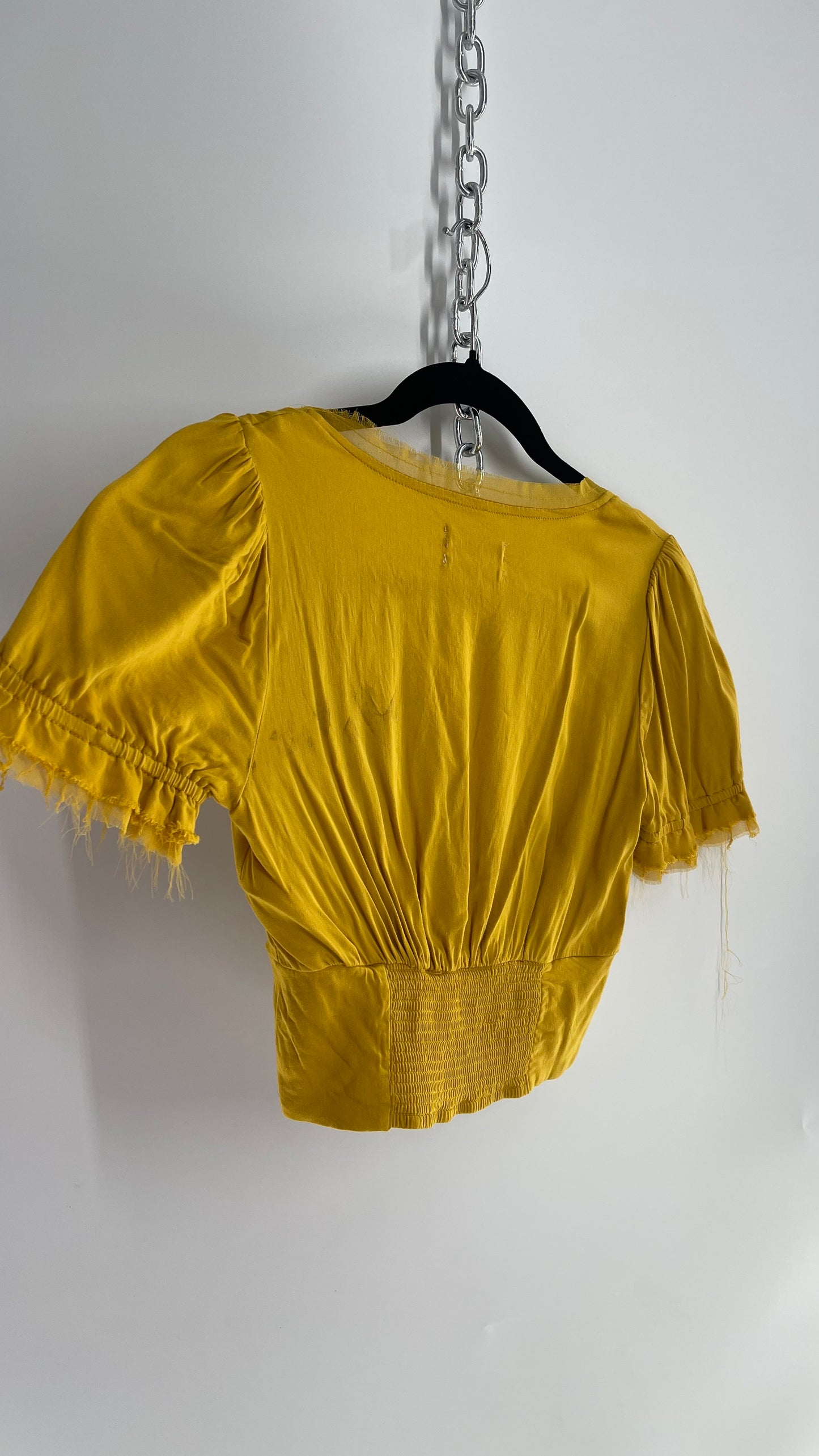 Urban Outfitters Yellow Button Front Cropped Top (XS)