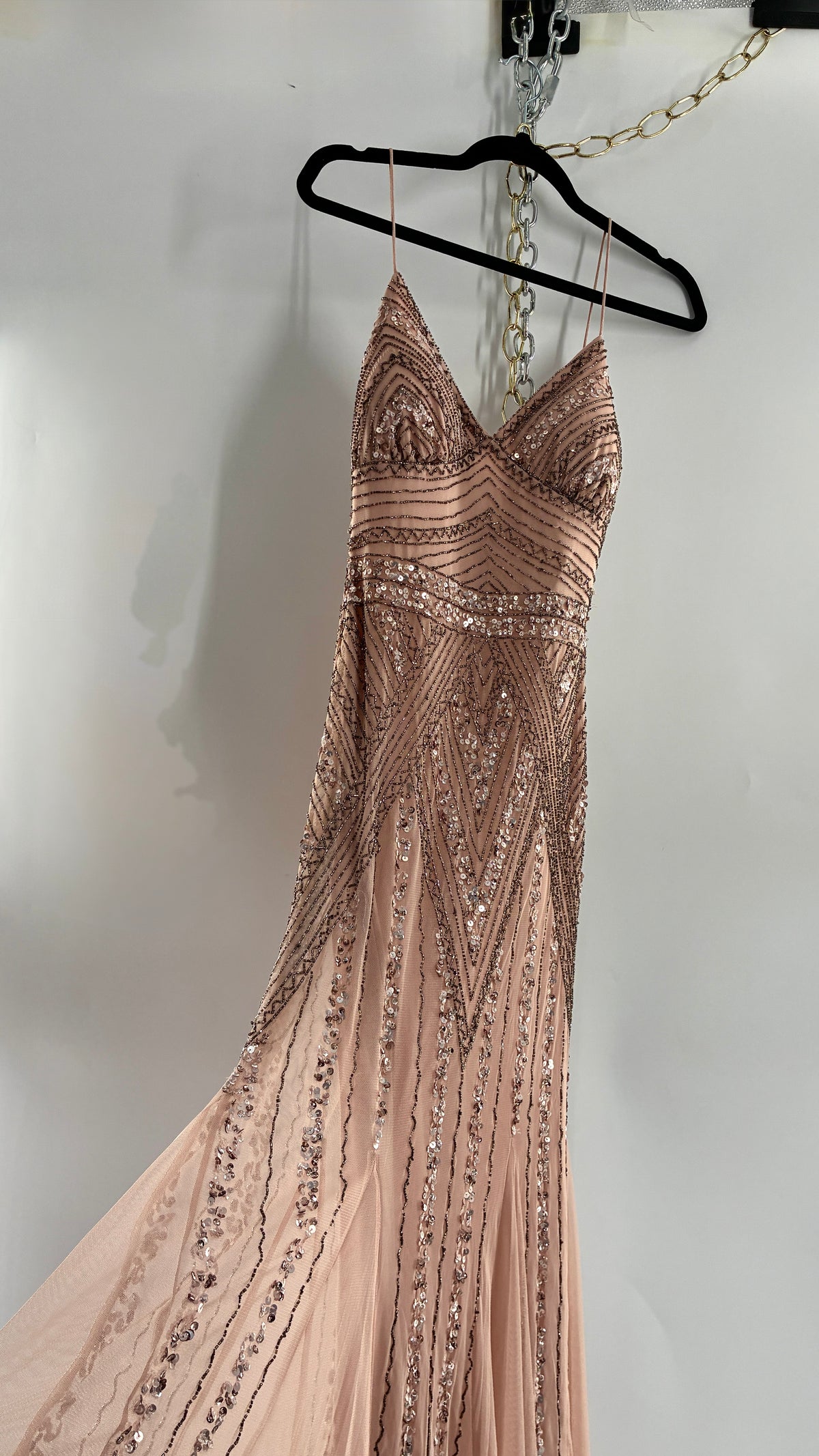 Vintage MARINA Dusty Pink Beaded Gown (2)