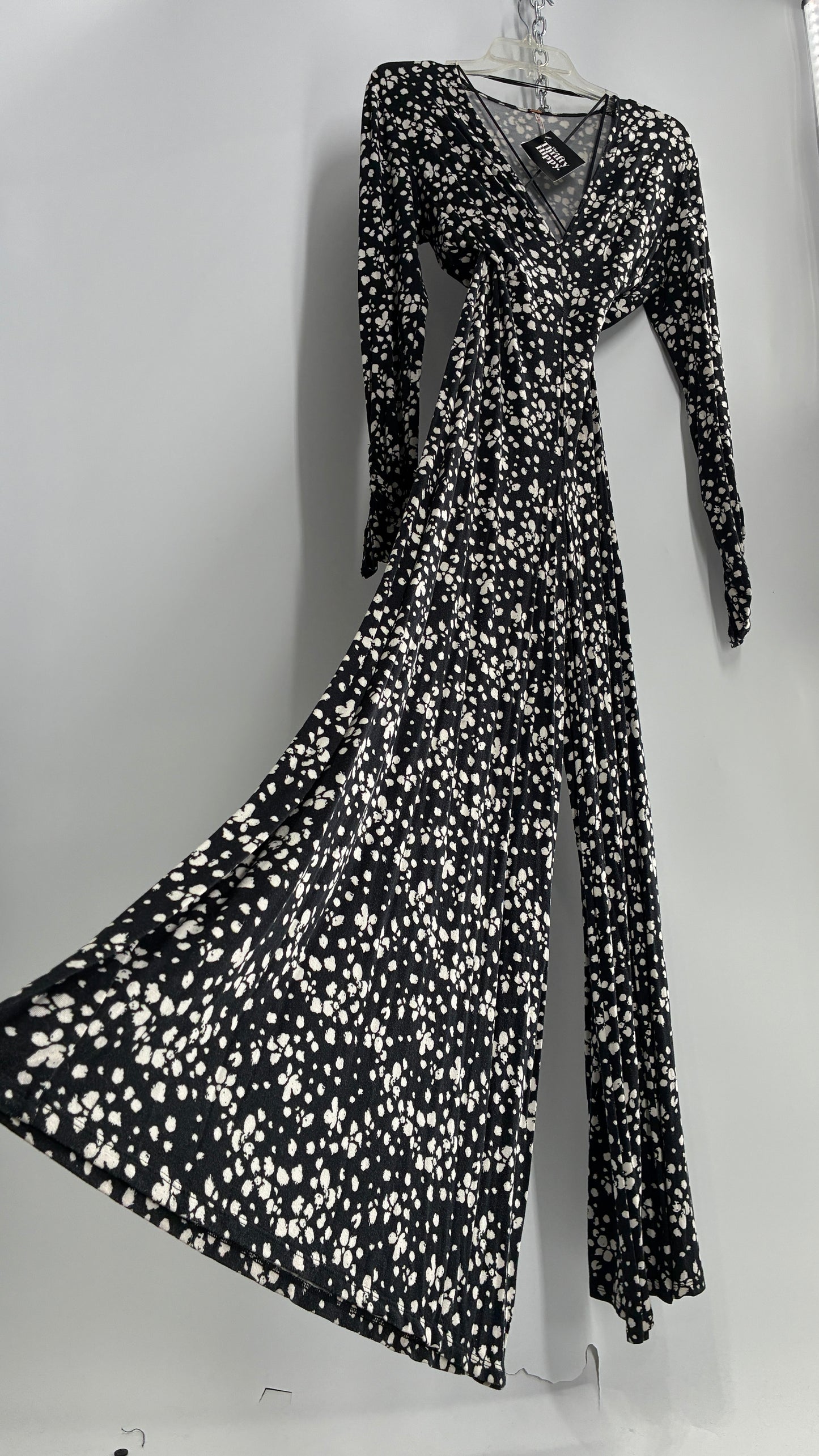 Free People Black and White Polka Dotted Jumpsuit (2)