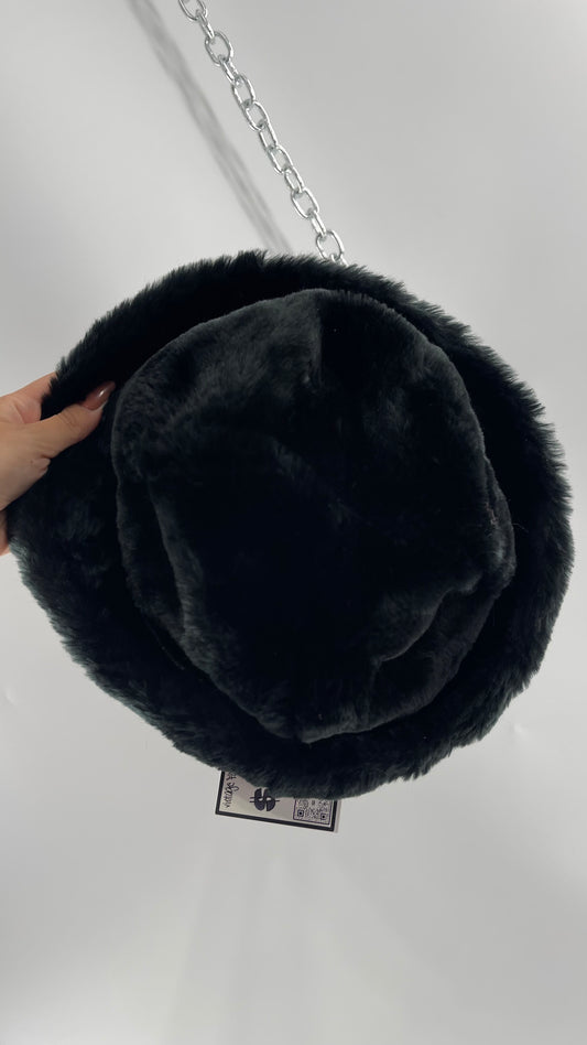 Vintage Black Faux Fur Bucket Hat