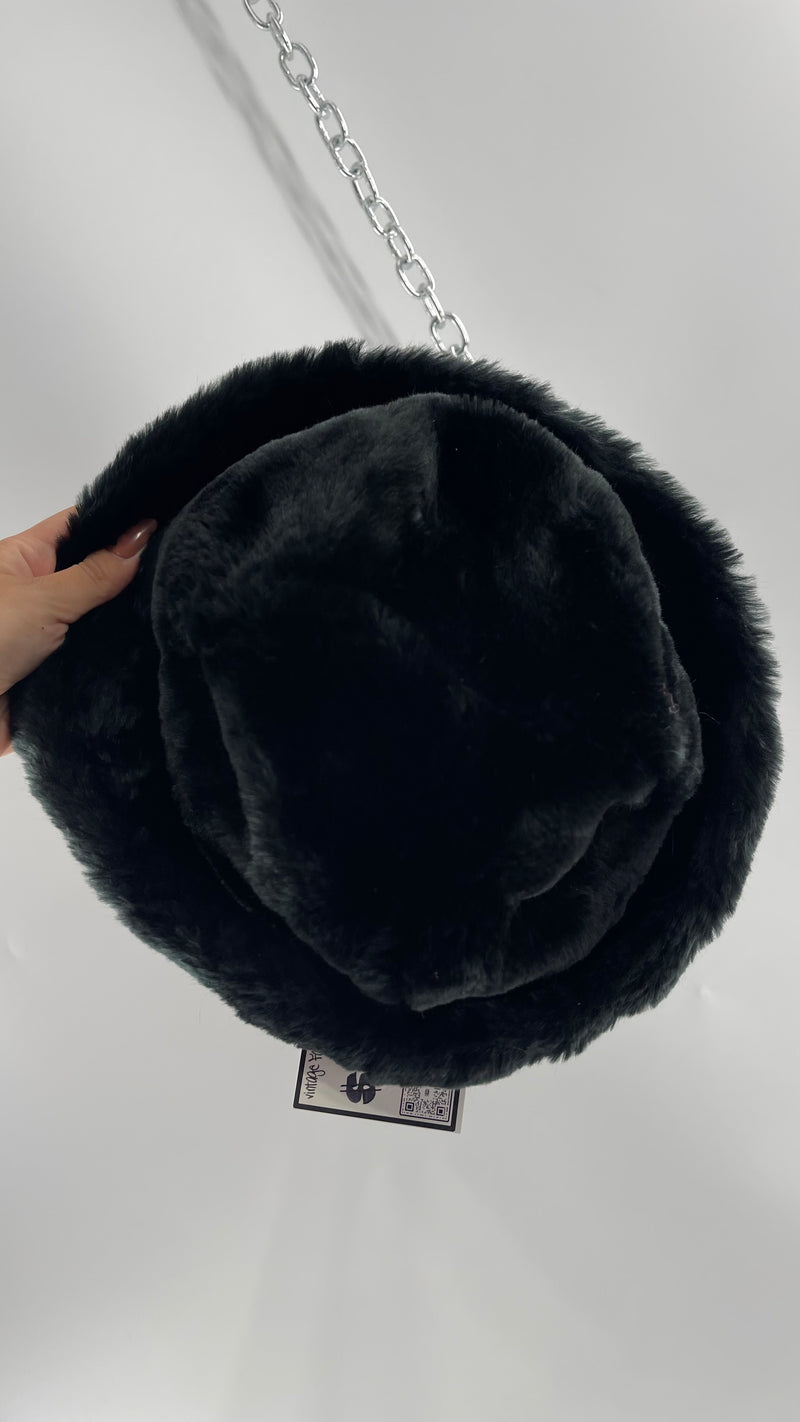 Vintage Black Faux Fur Bucket Hat